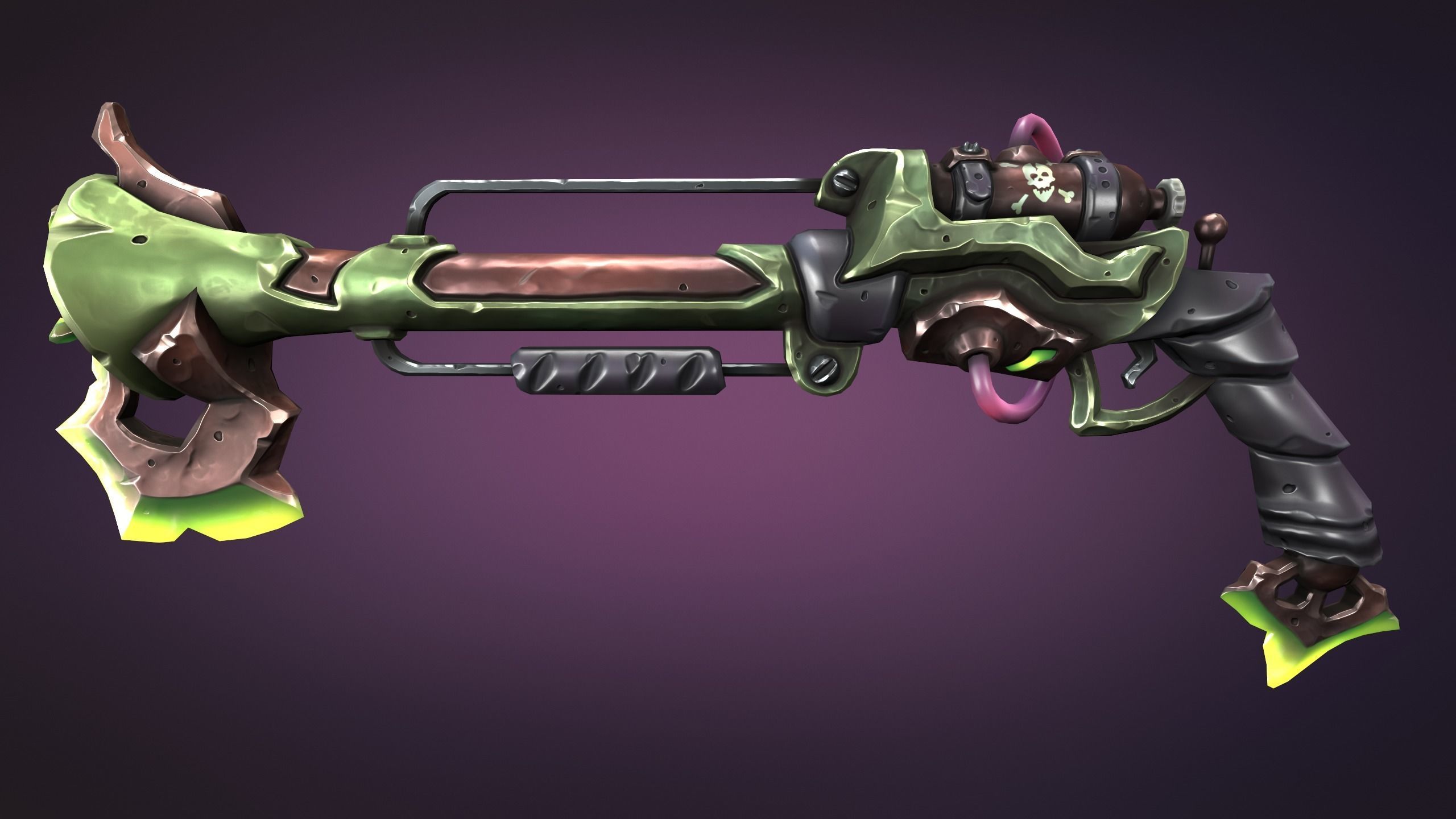 Steampunk musket Low-poly 3D model_5