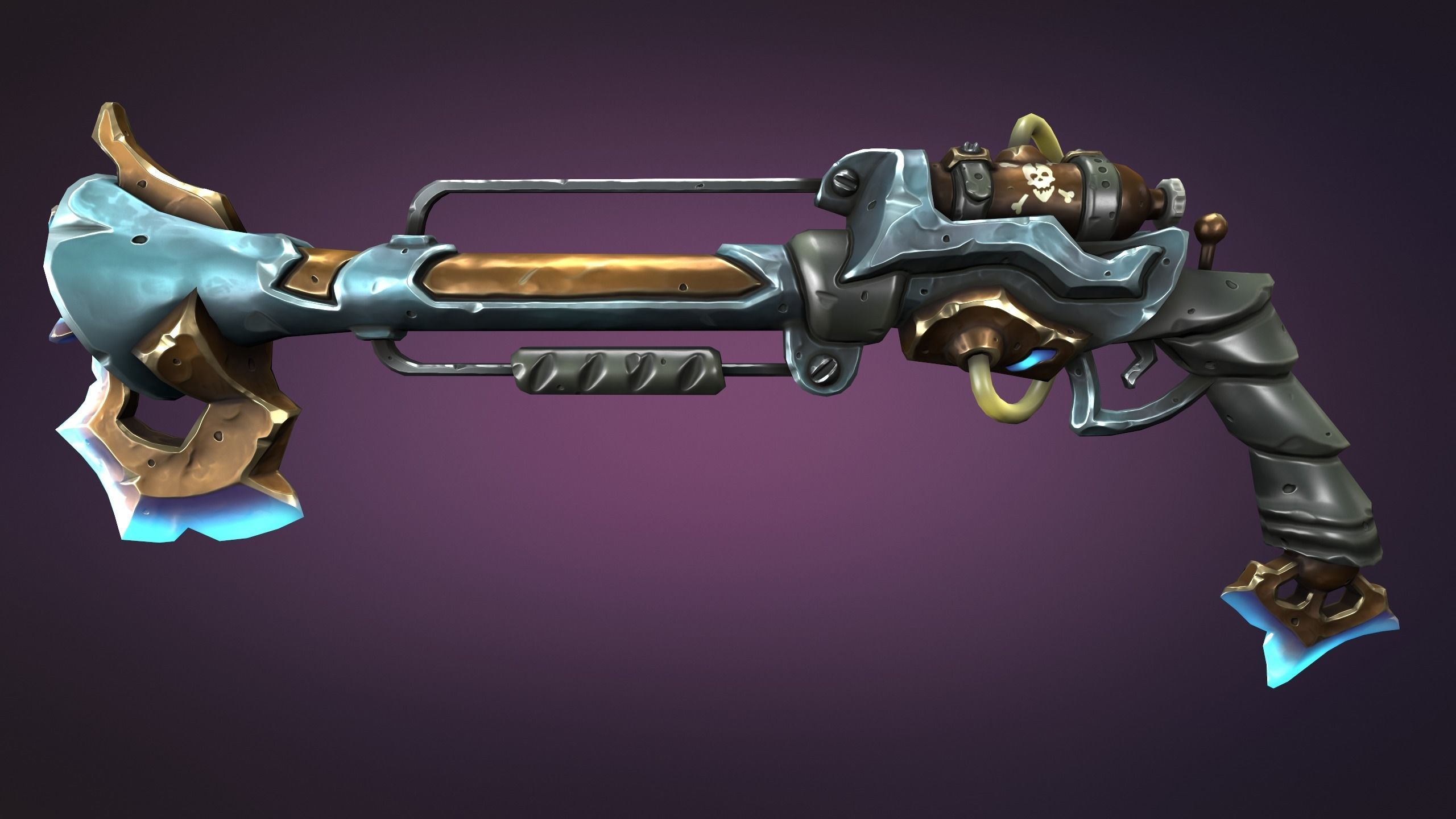 Steampunk musket Low-poly 3D model_3