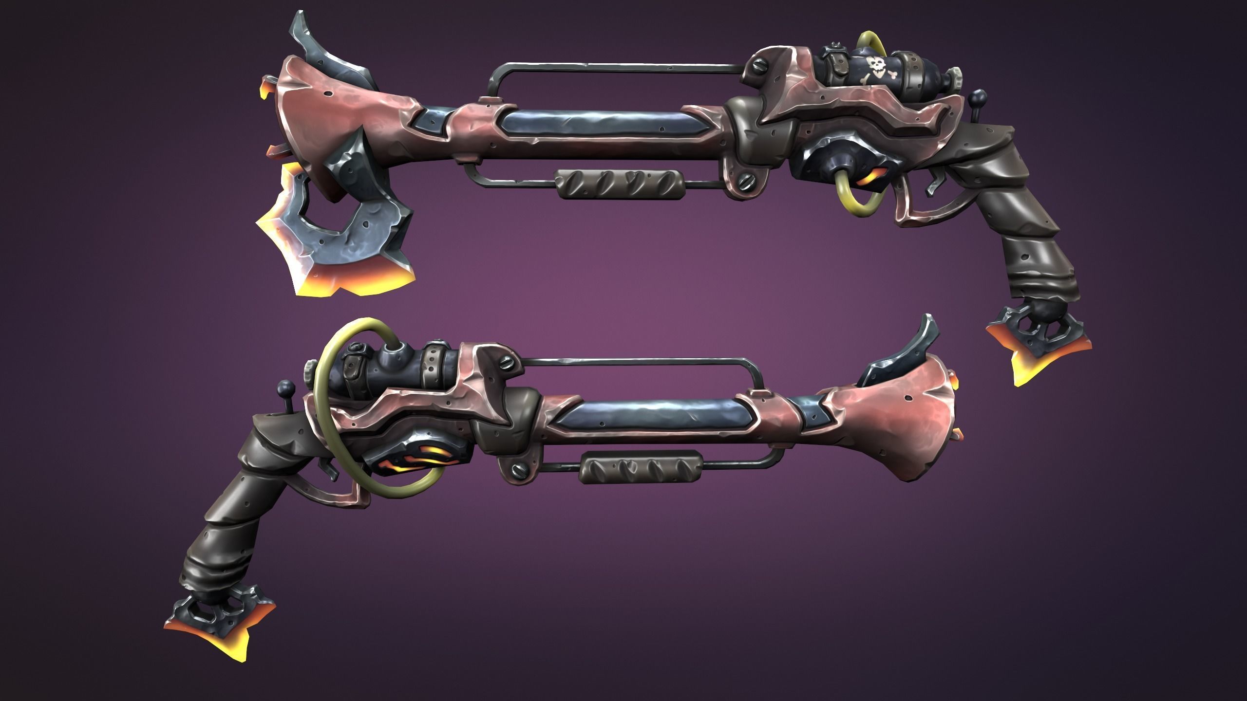Steampunk musket Low-poly 3D model_13