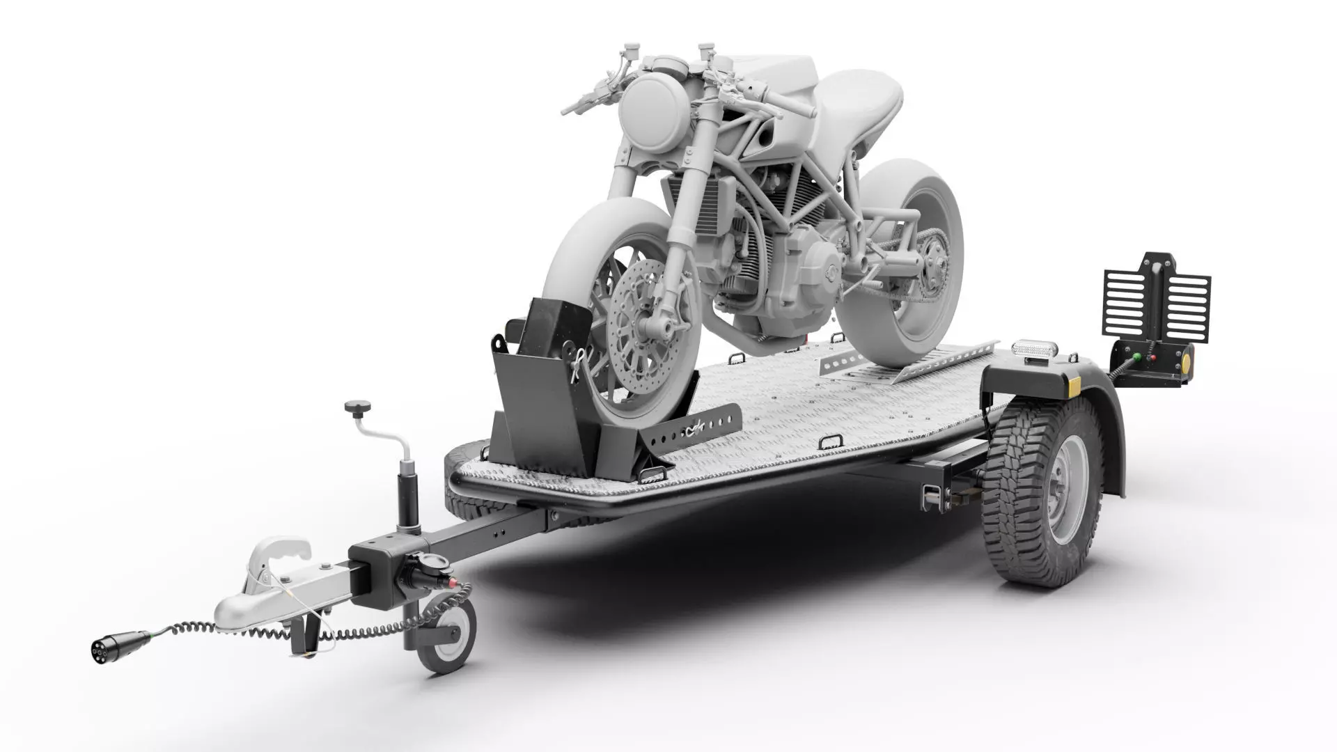 Motorcycle trailer 3D model_0