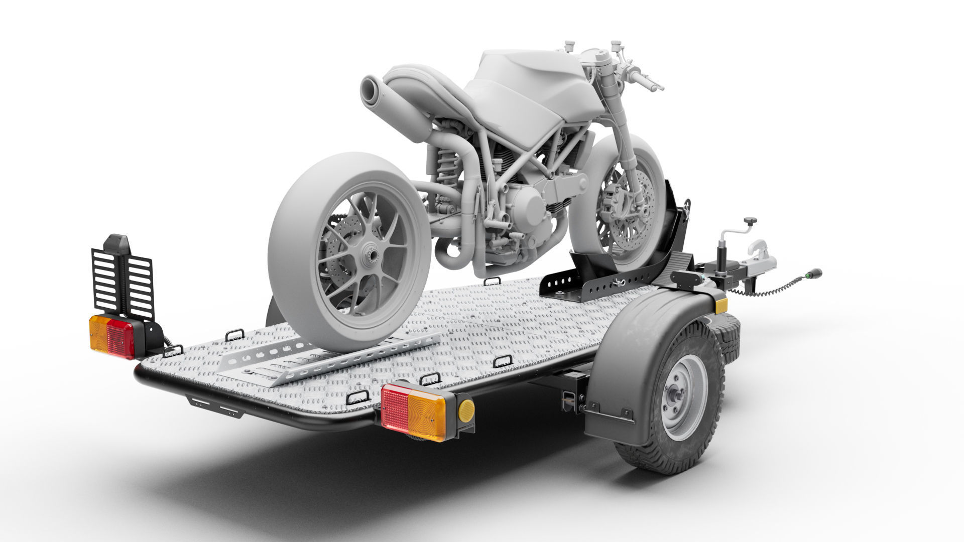 Motorcycle trailer 3D model_1