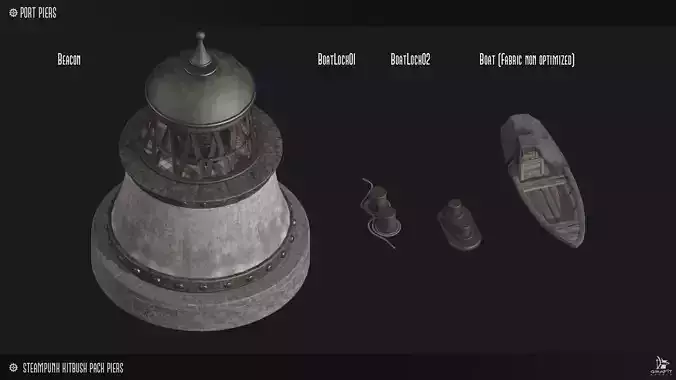 Steampunk Piers Model Pack Game Ready Kitbash Textured