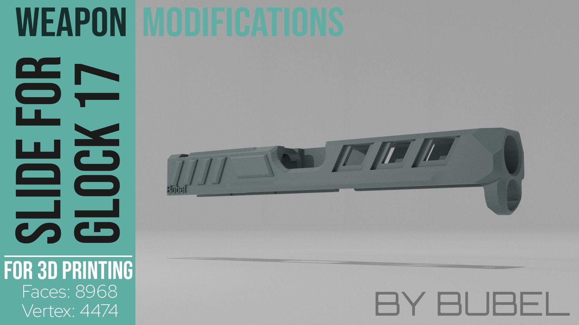 Slide for Glock 17 only airsoft use 3D model 3D printable CGTrader