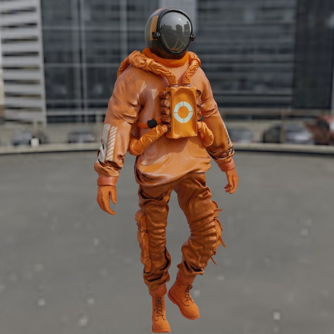 Space suit - Scifi Astro Cyber  Low-poly 3D model_1