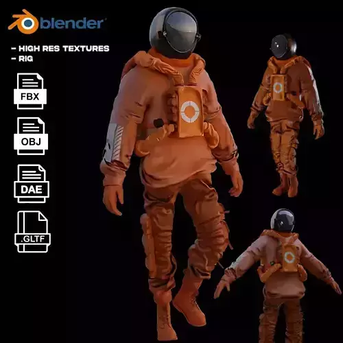 Space suit - Scifi Astro Cyber  Low-poly 3D model