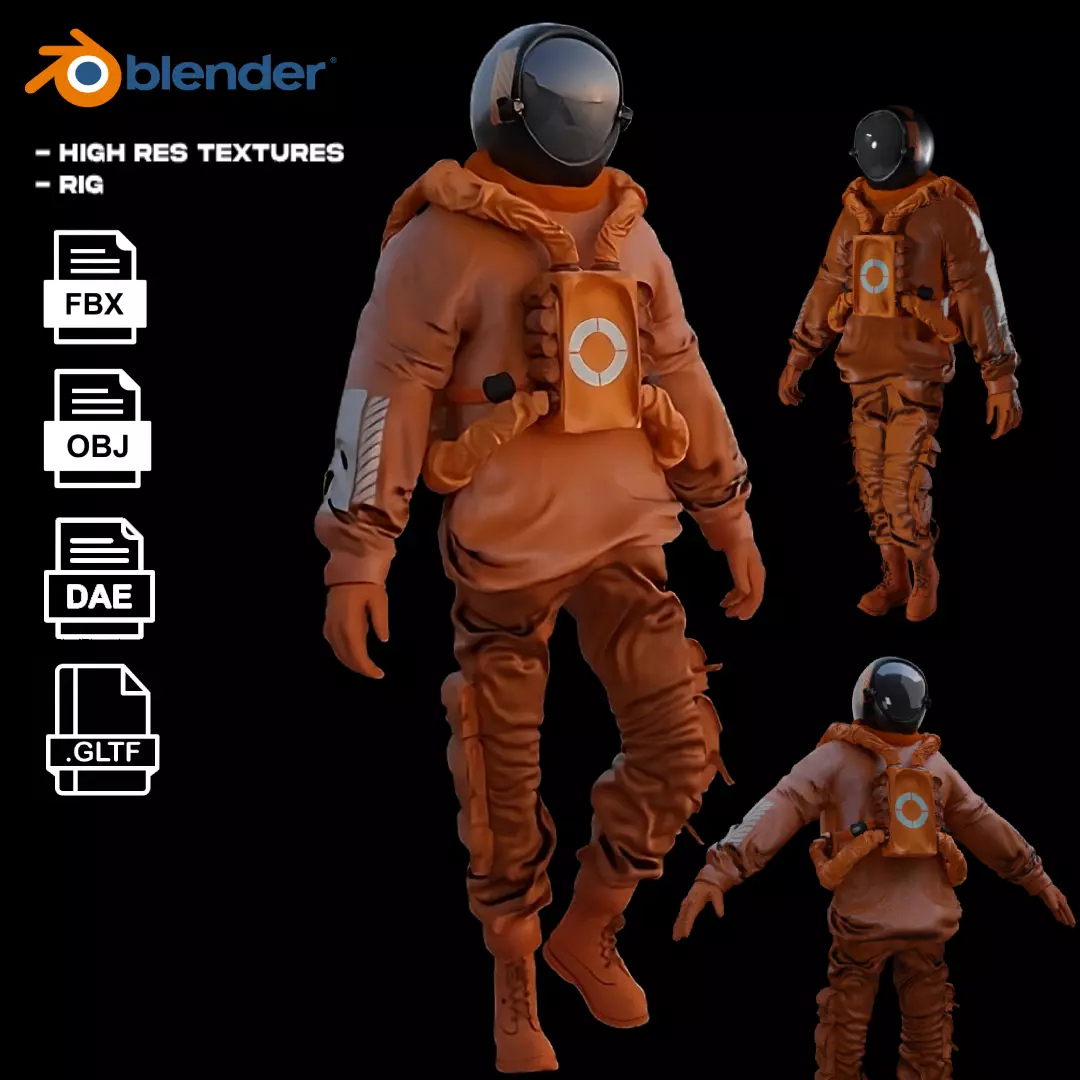 Space suit - Scifi Astro Cyber  Low-poly 3D model_0