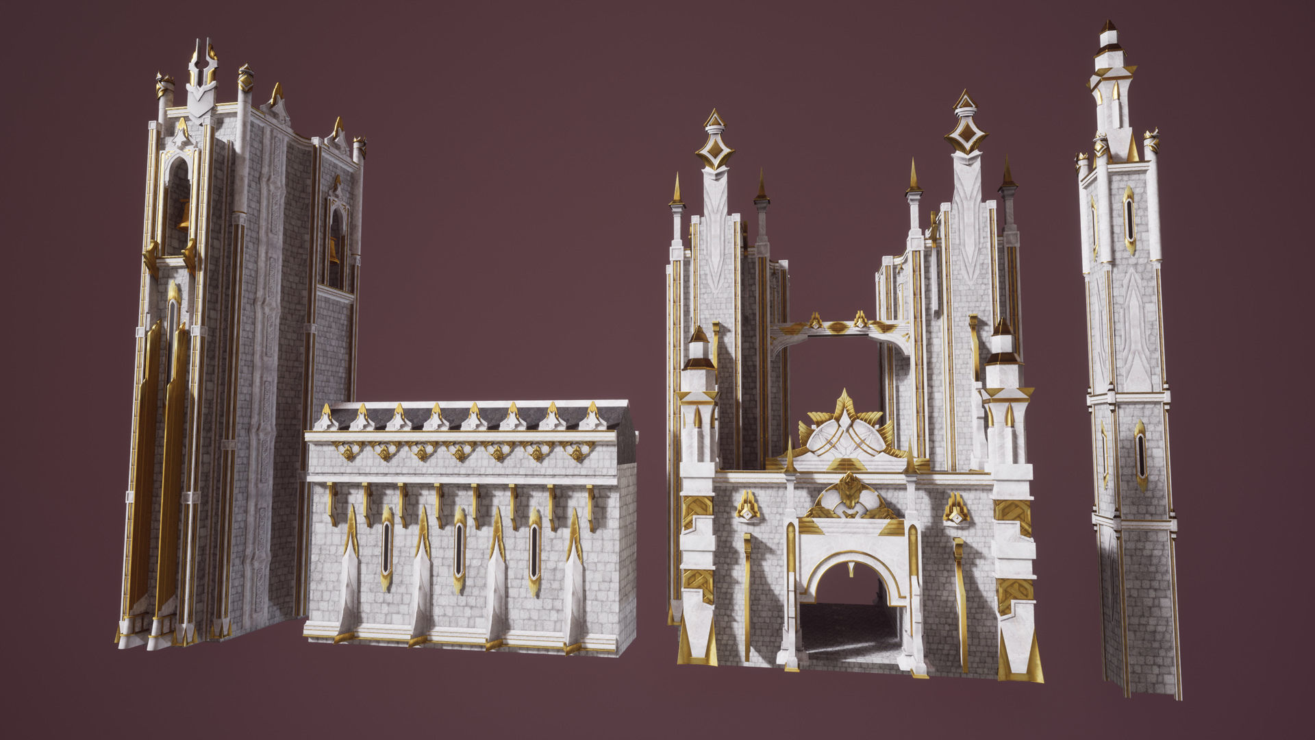 White castle Low-poly 3D model_7