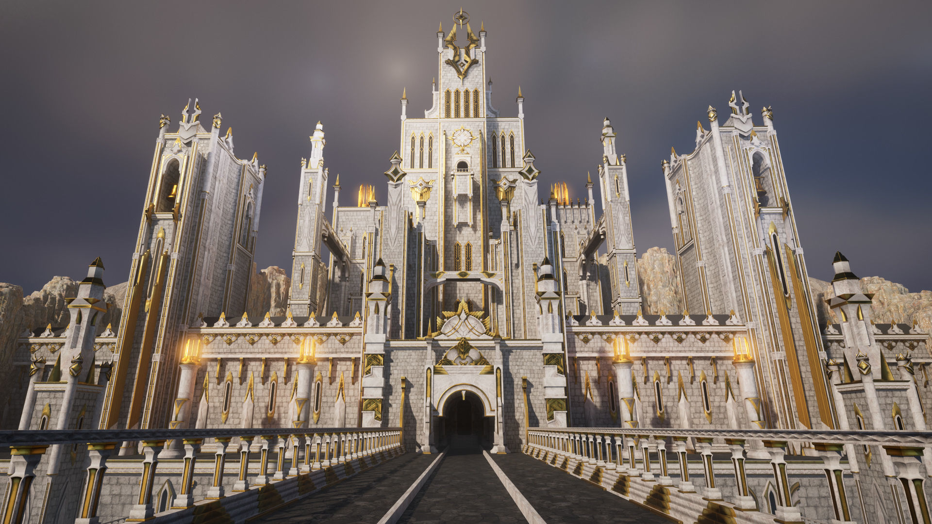 White castle Low-poly 3D model_2