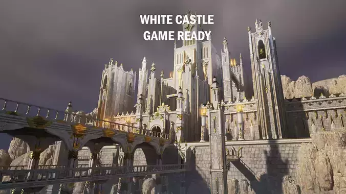 White castle Low-poly 3D model