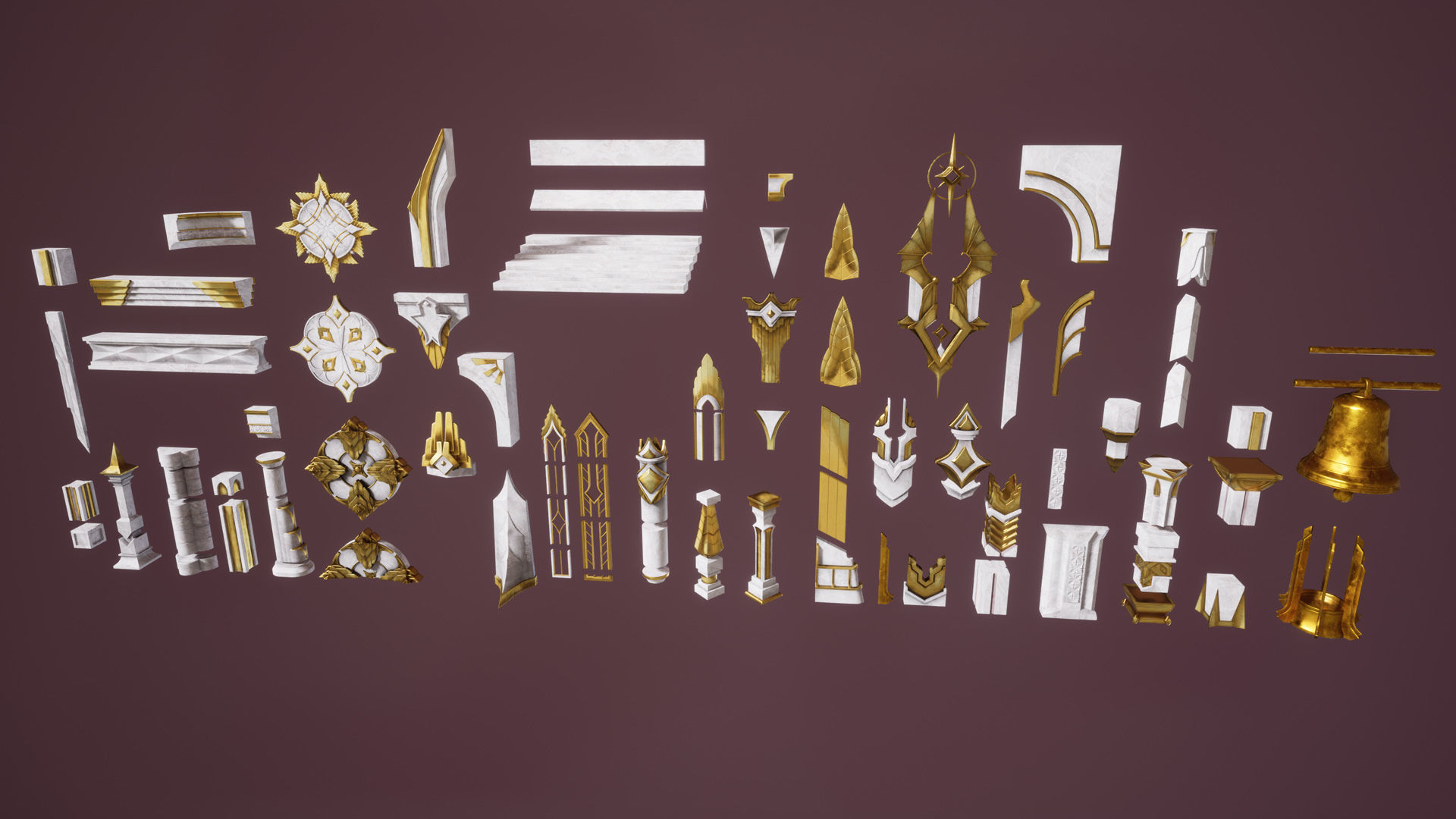 White castle Low-poly 3D model_5