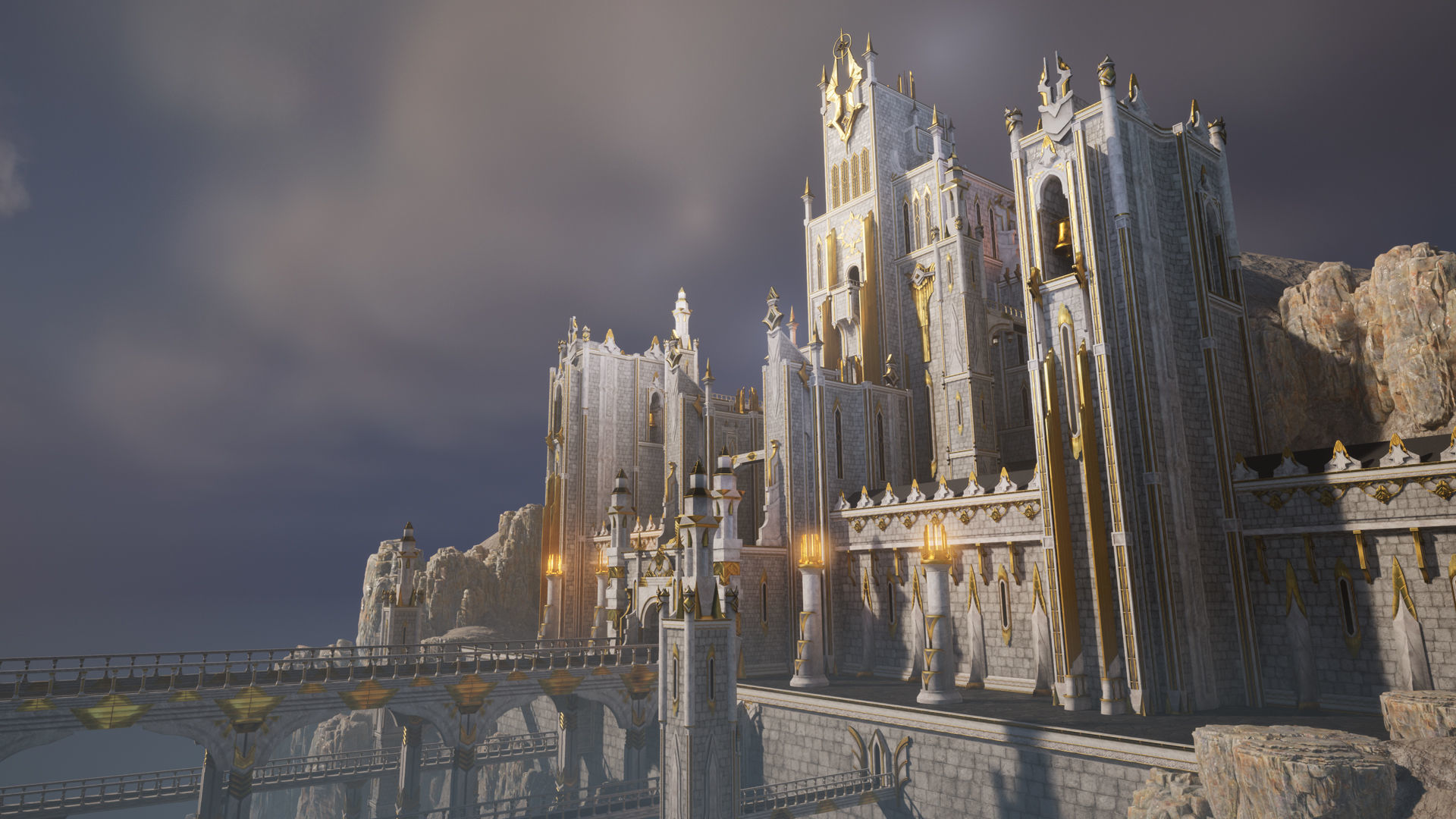 White castle Low-poly 3D model_1