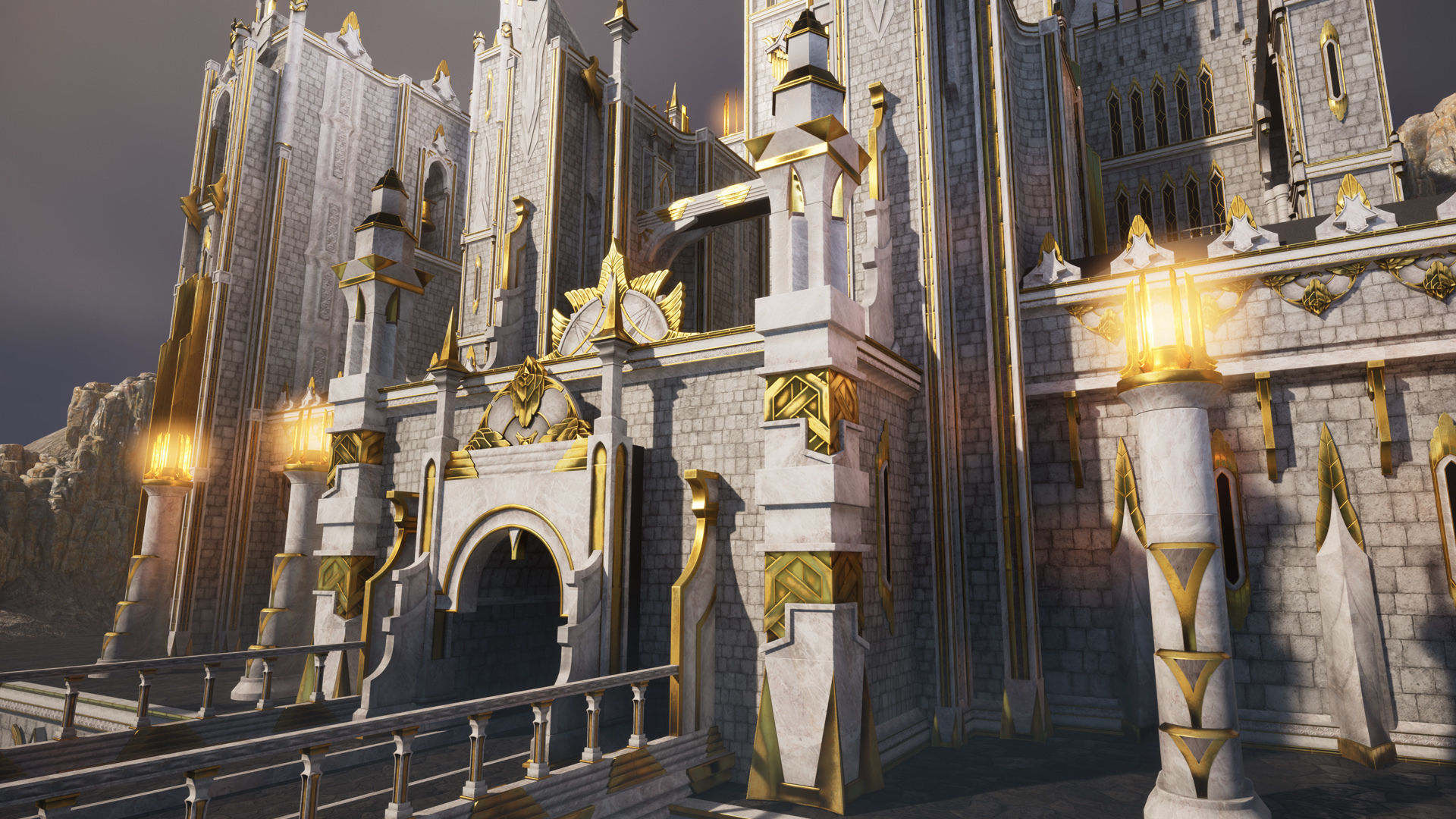 White castle Low-poly 3D model_4