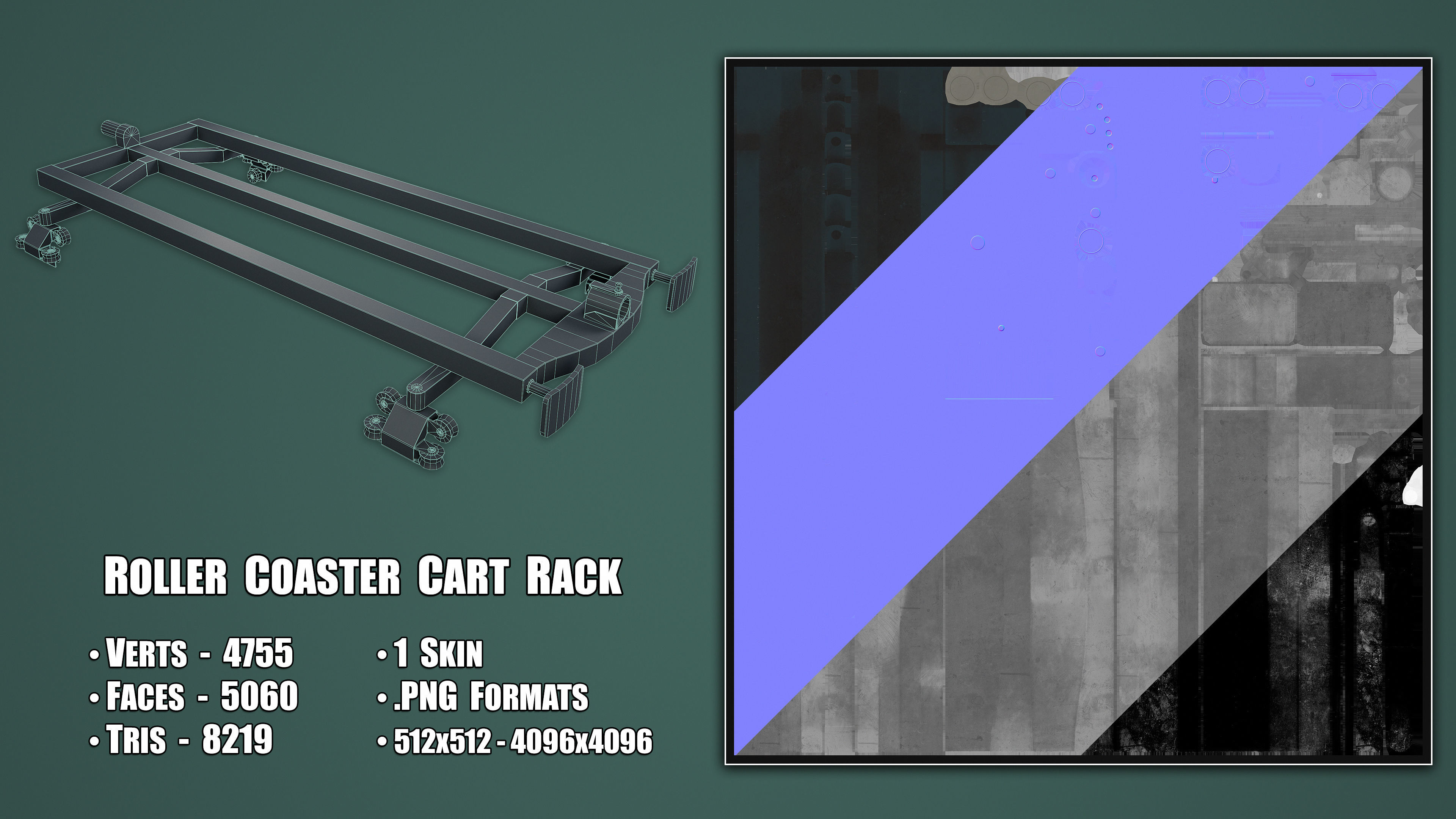 Roller Coaster Cart Low-poly 3D model_4