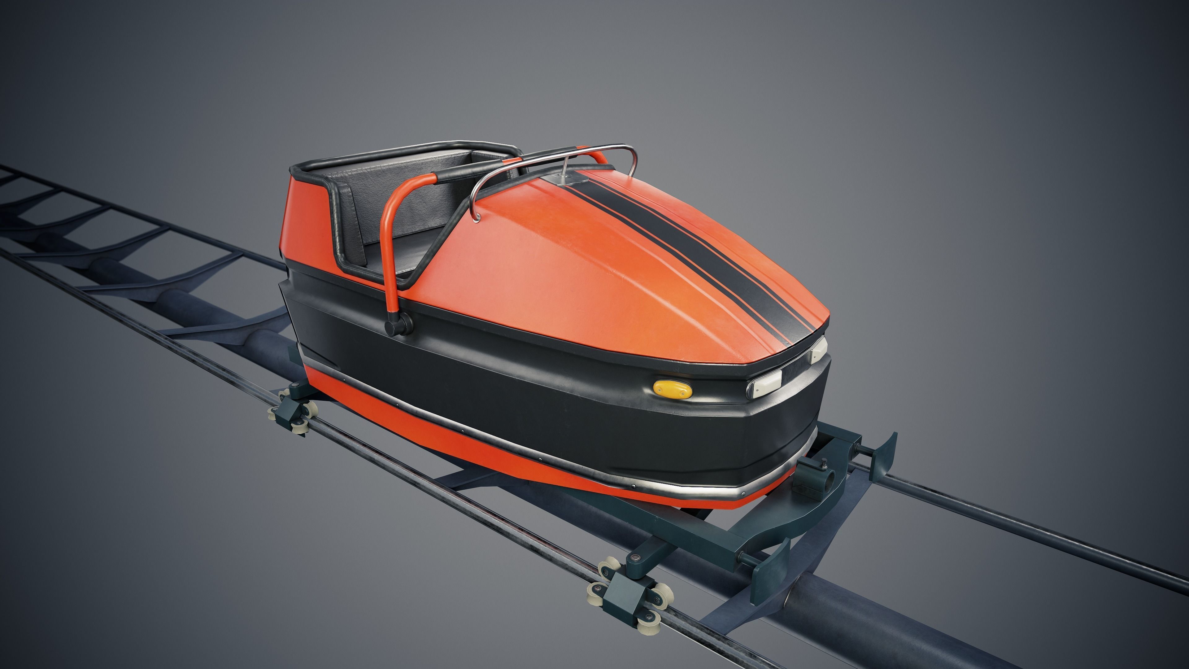 Roller Coaster Cart Low-poly 3D model_6