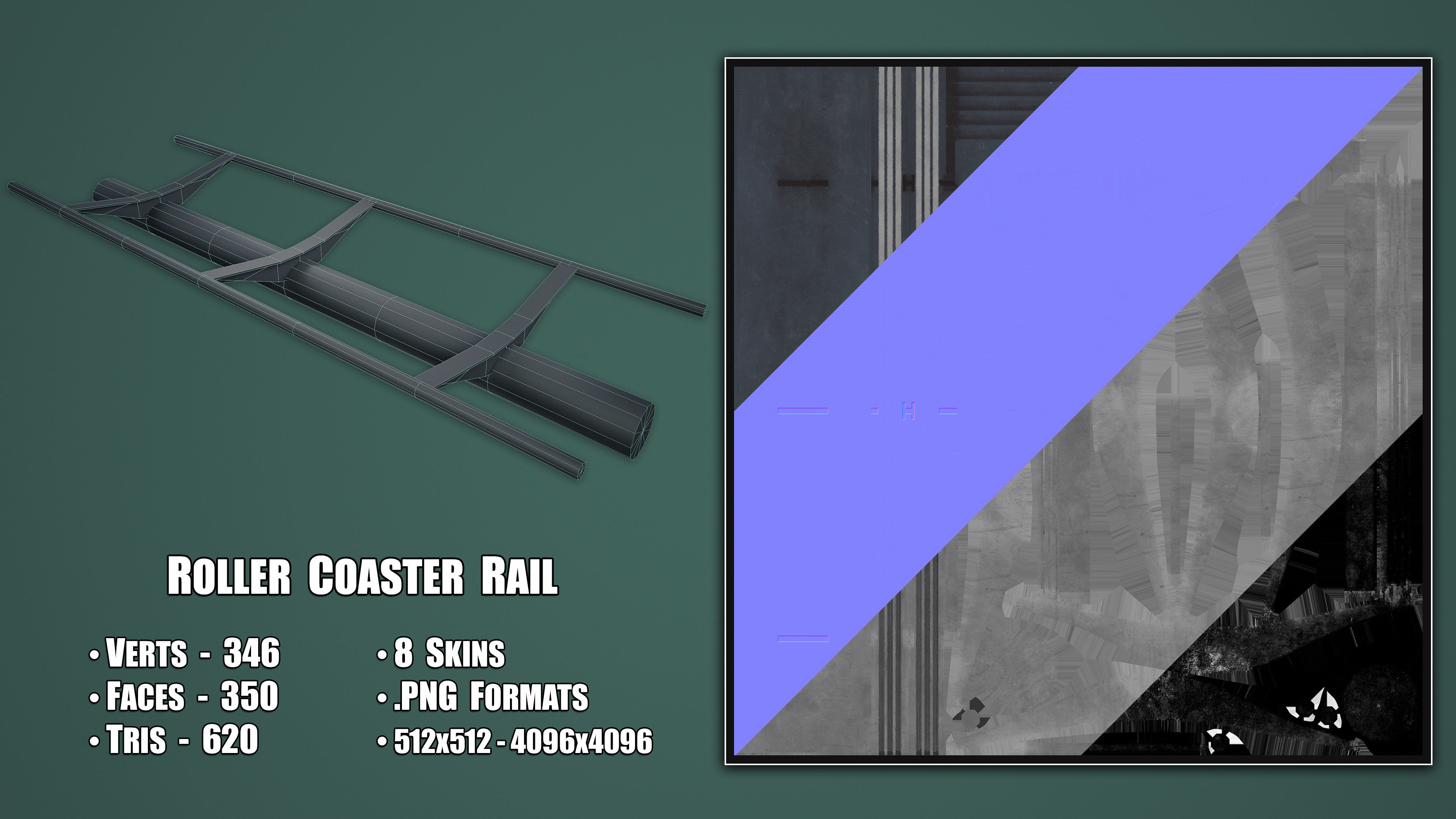 Roller Coaster Cart Low-poly 3D model_5
