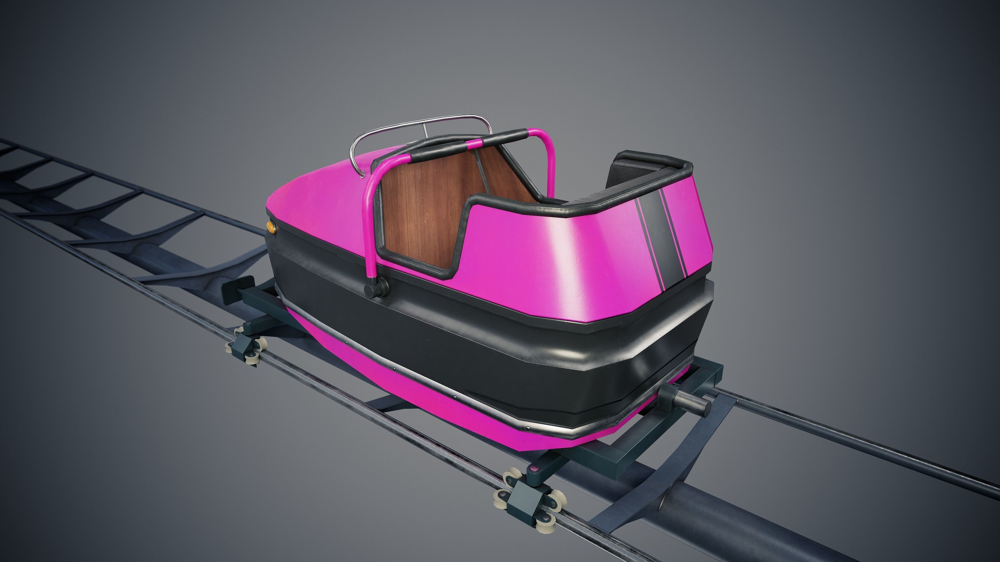 Roller Coaster Cart Low-poly 3D model_19