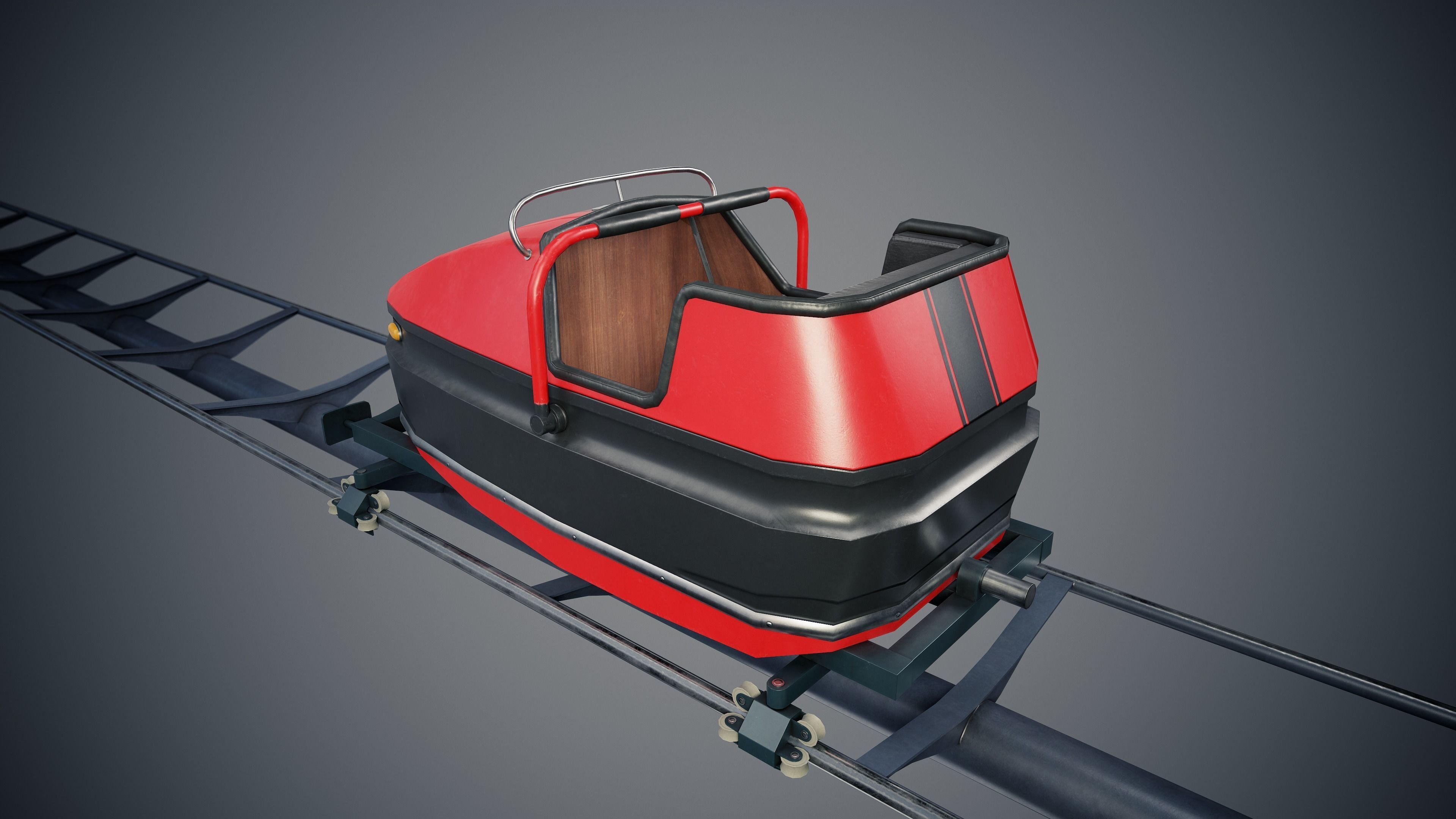 Roller Coaster Cart Low-poly 3D model_11