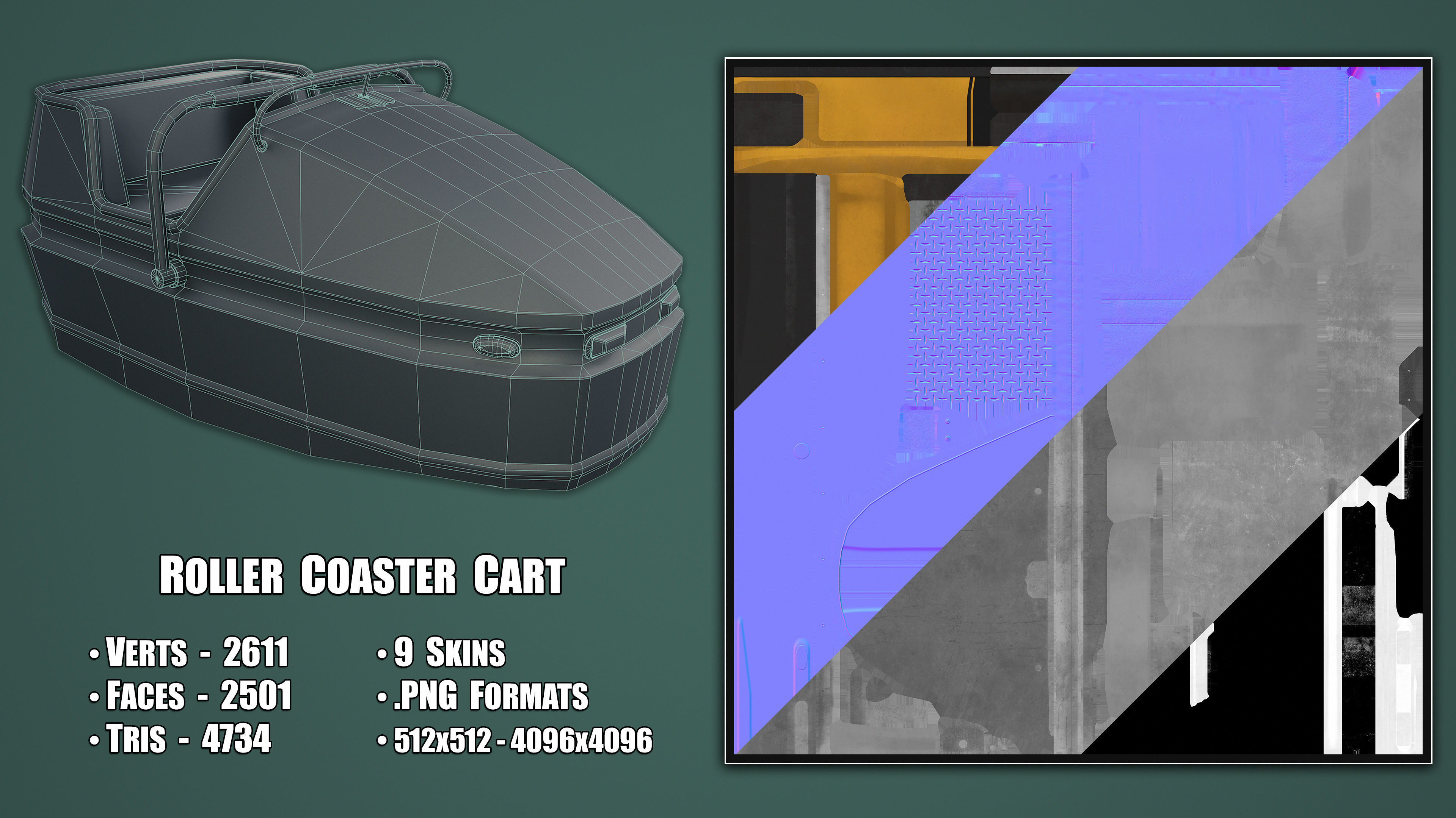 Roller Coaster Cart Low-poly 3D model_3