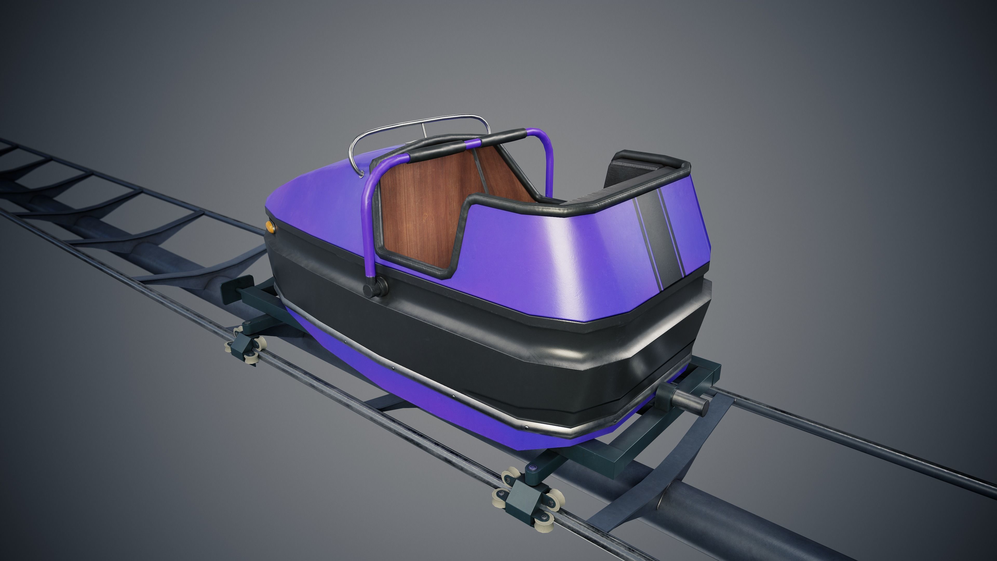 Roller Coaster Cart Low-poly 3D model_15