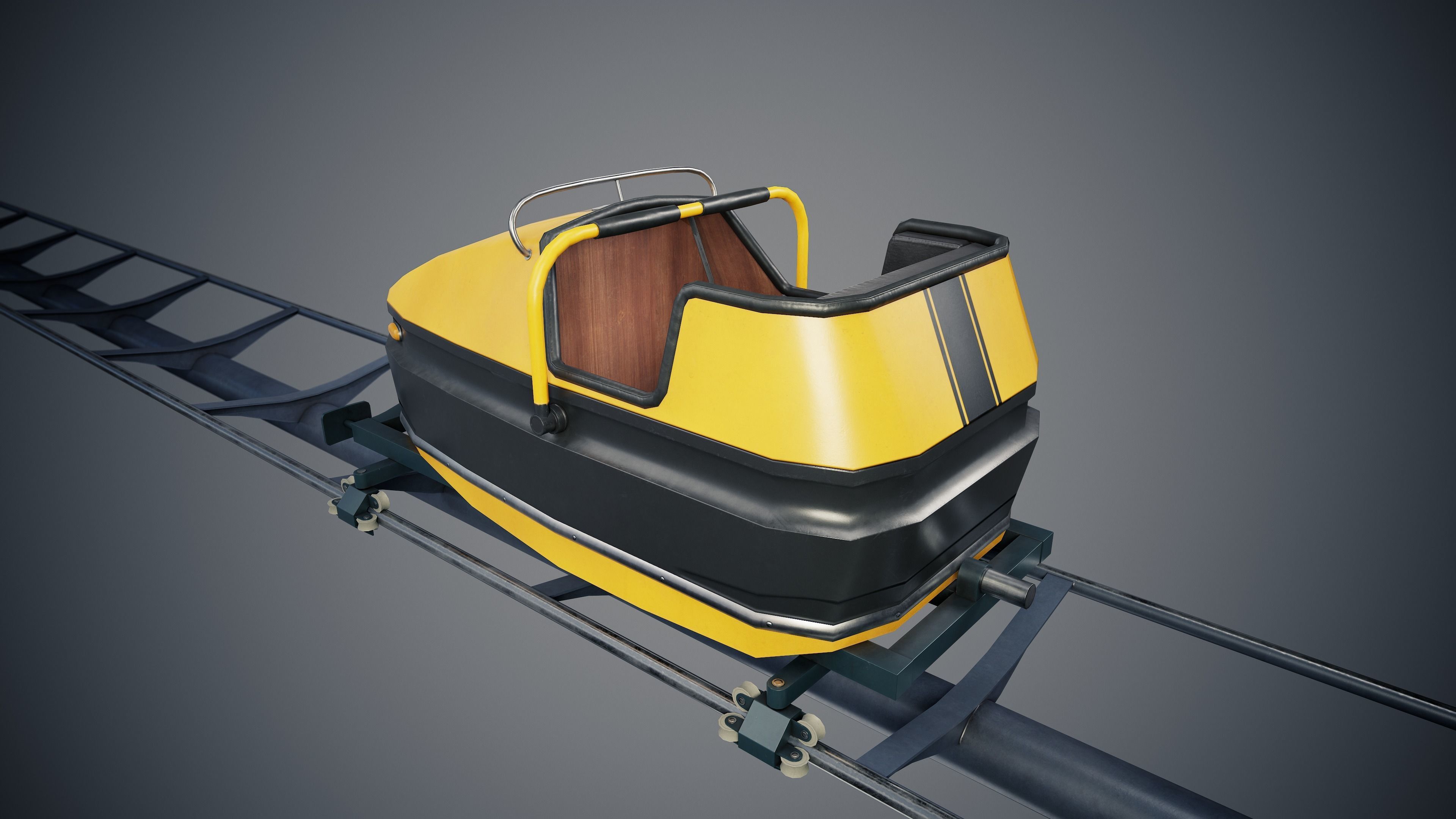 Roller Coaster Cart Low-poly 3D model_9
