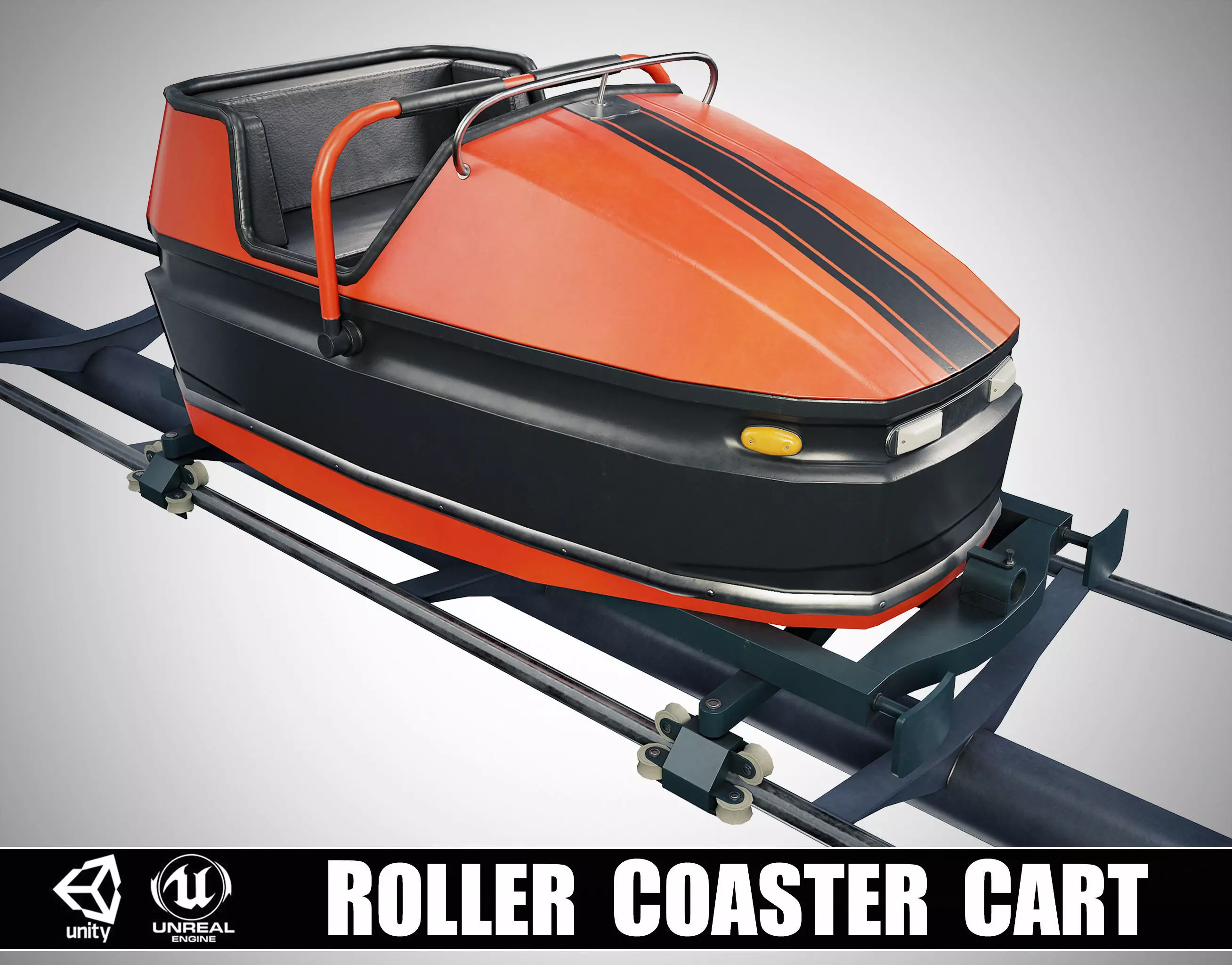 Roller Coaster Cart Low-poly 3D model_0