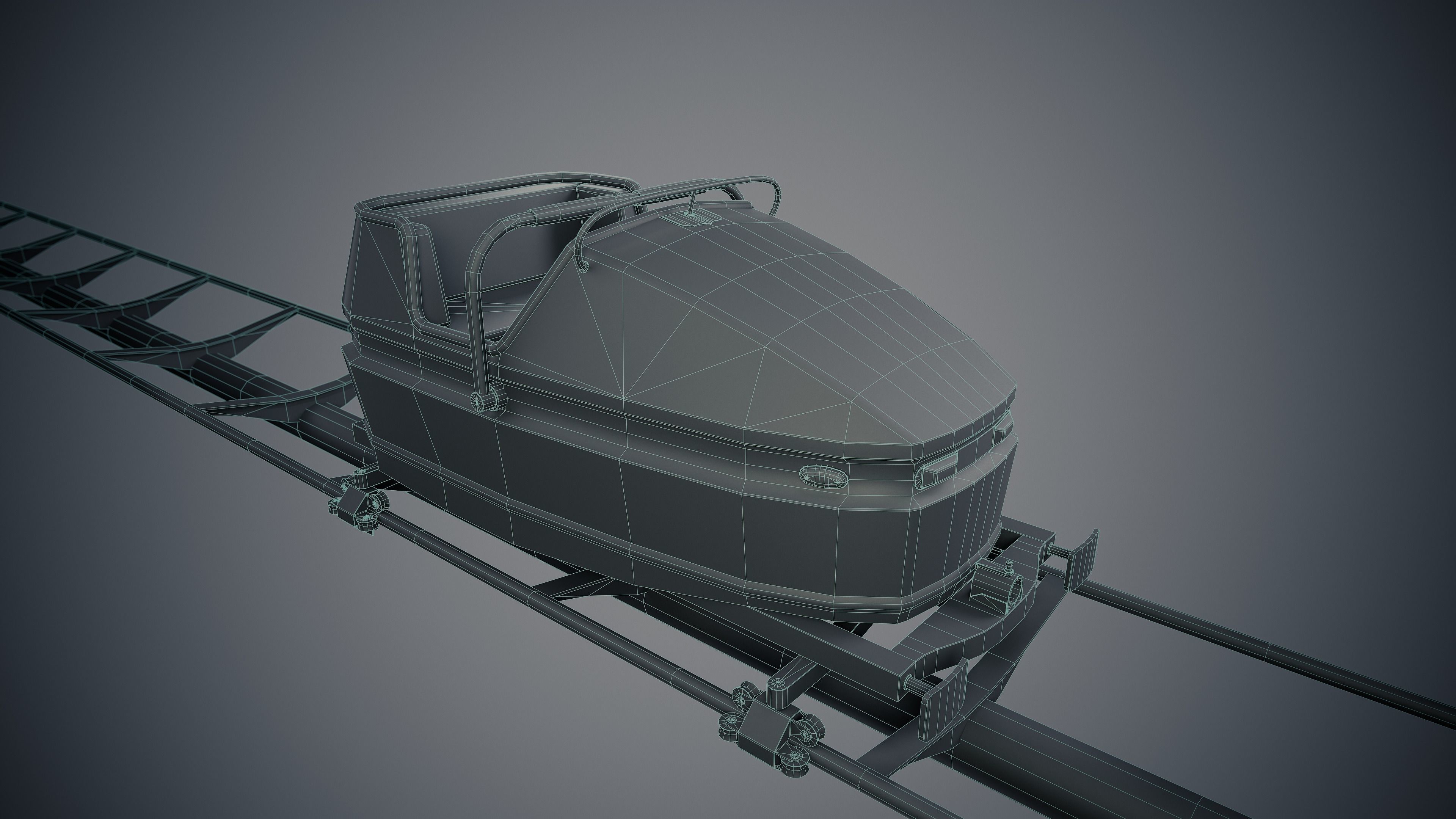 Roller Coaster Cart Low-poly 3D model_24