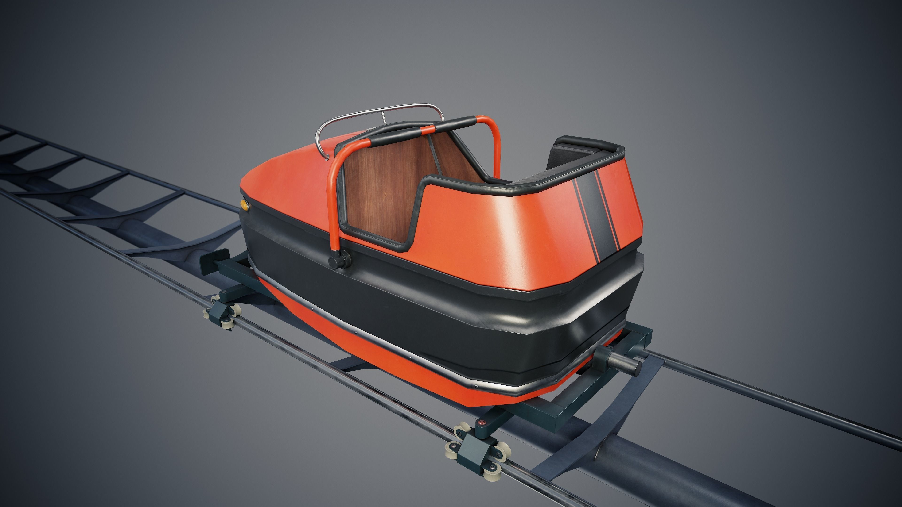 Roller Coaster Cart Low-poly 3D model_7