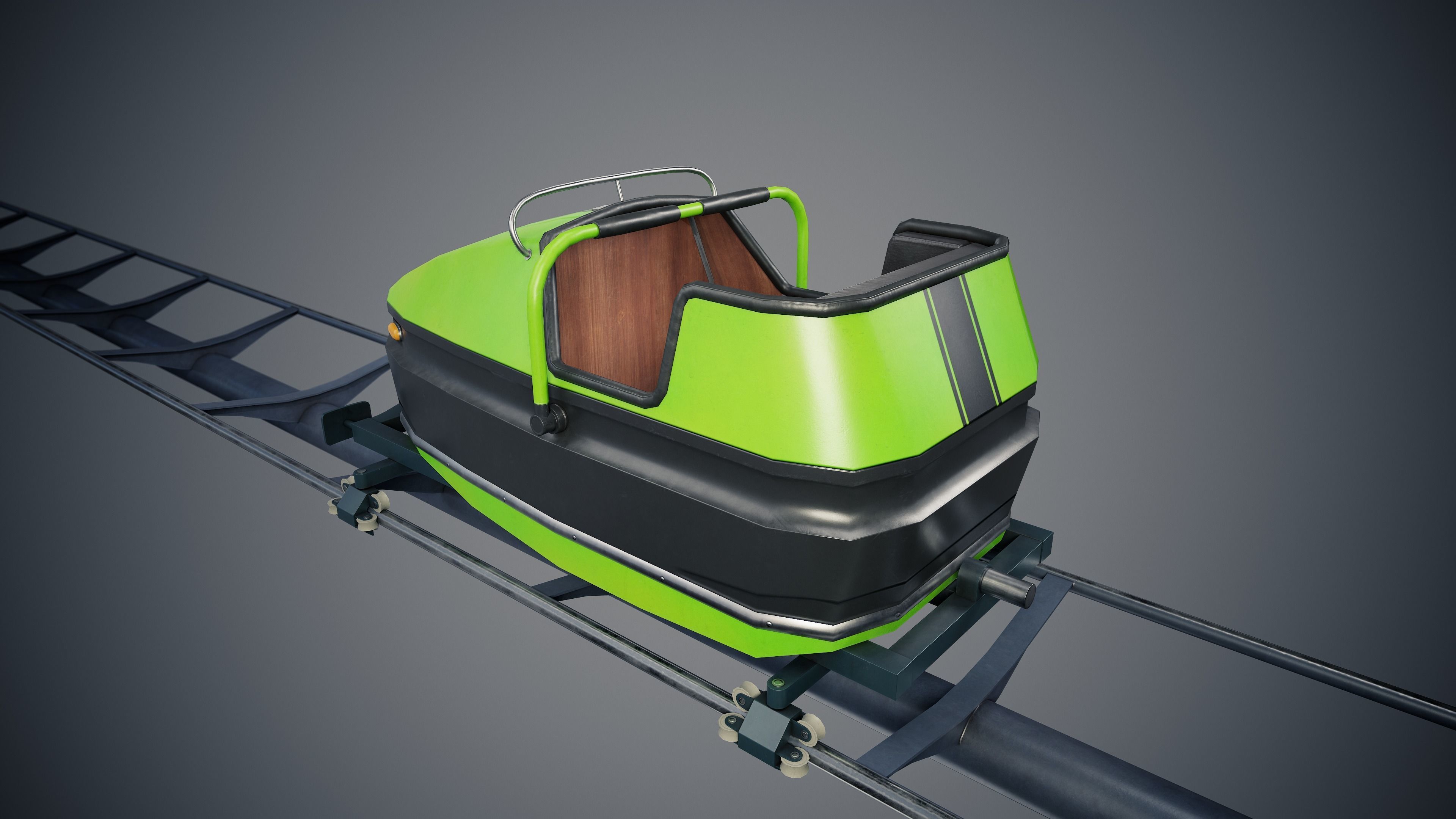 Roller Coaster Cart Low-poly 3D model_13