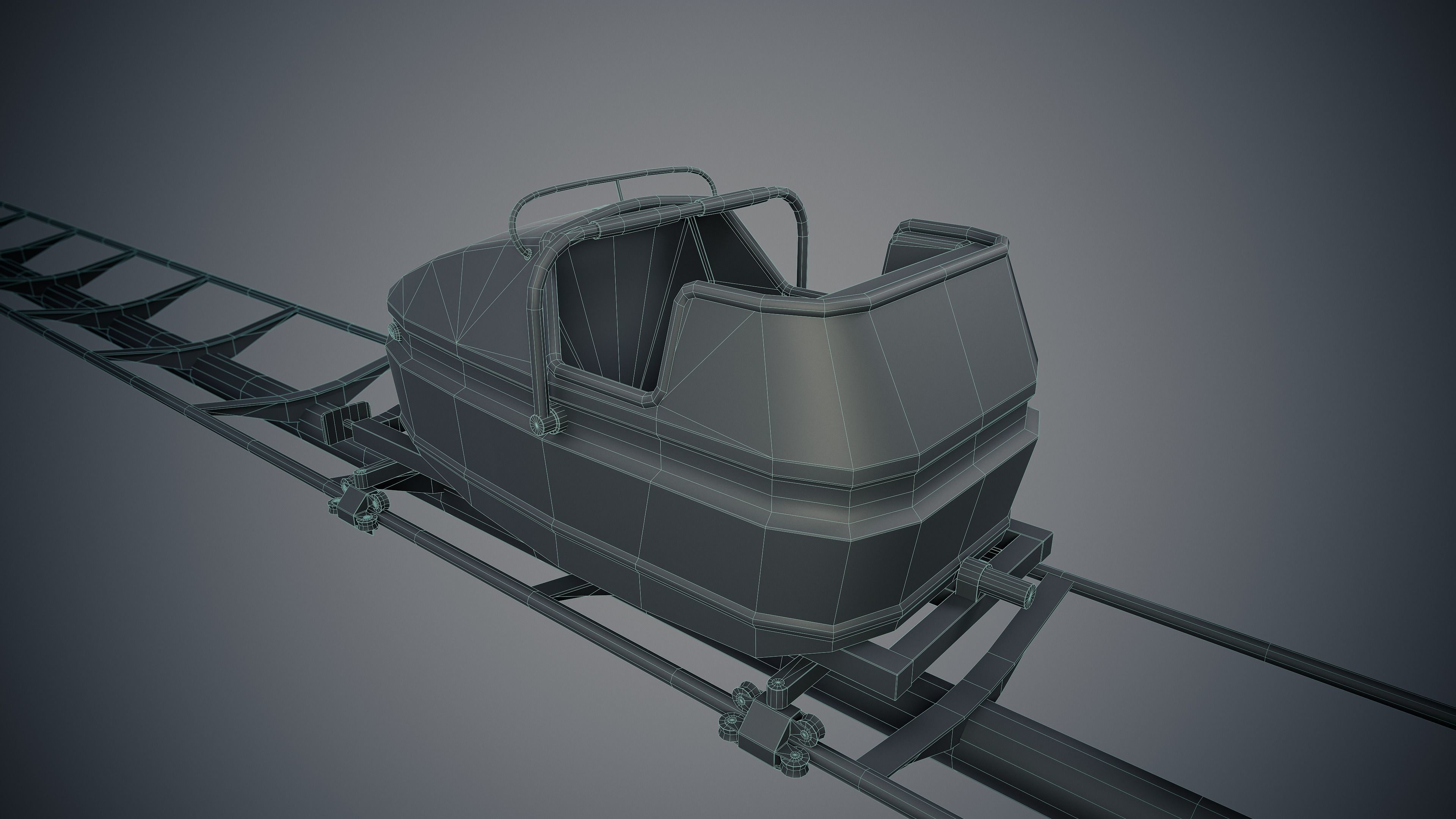 Roller Coaster Cart Low-poly 3D model_25
