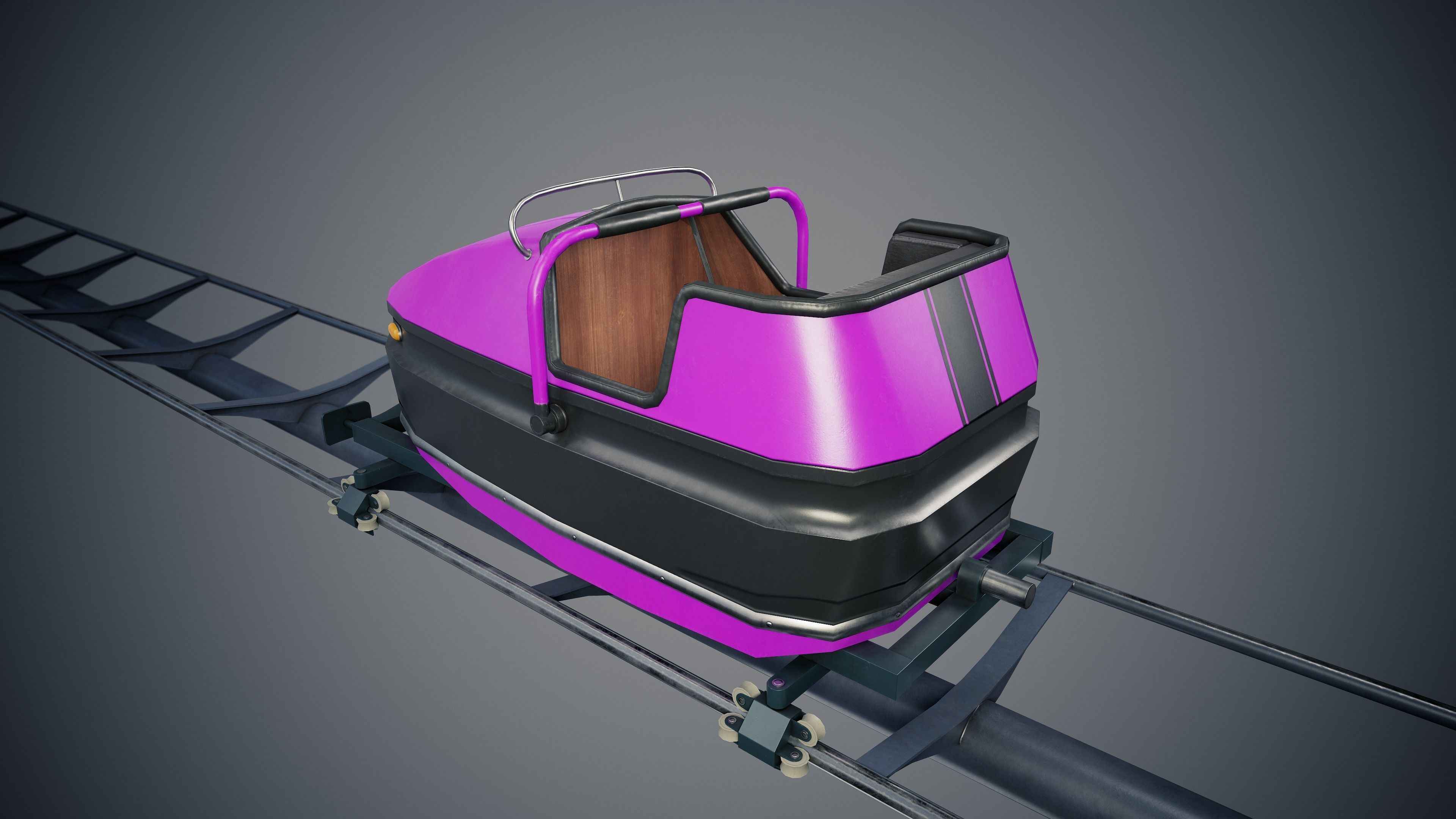 Roller Coaster Cart Low-poly 3D model_17