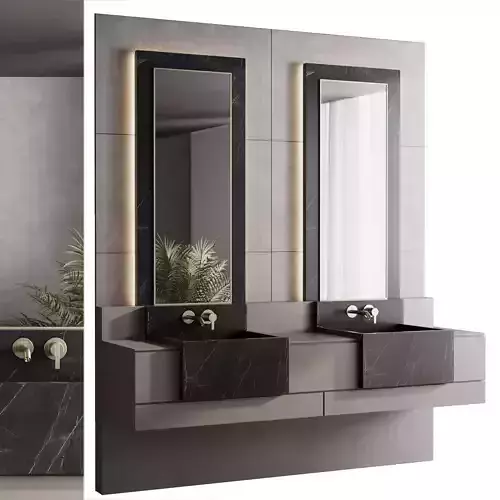 Bathroom furniture by inbani faucet set 64 Low-poly 3D model