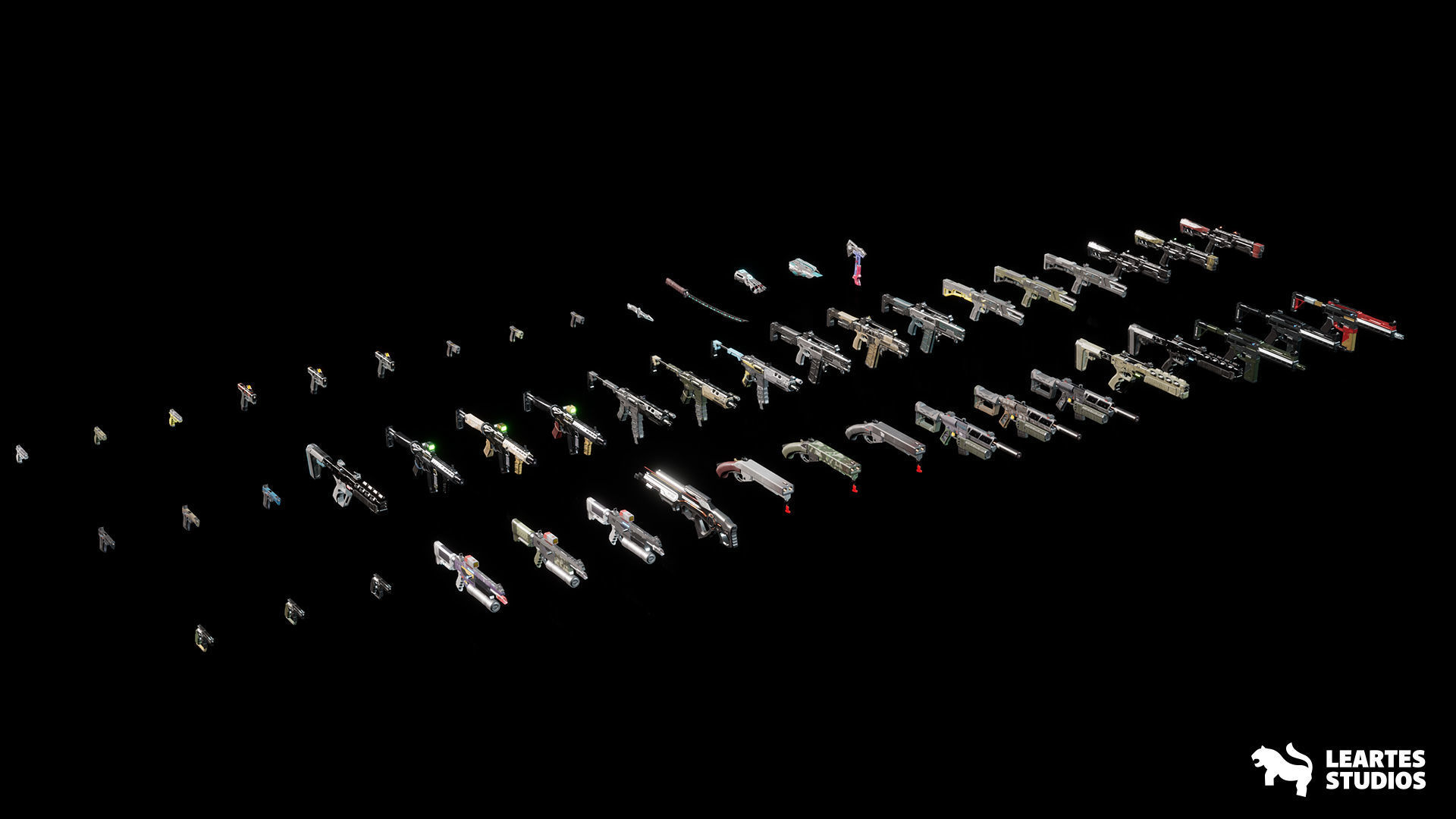 Cyberpunk Weapons Low-poly 3D model_3