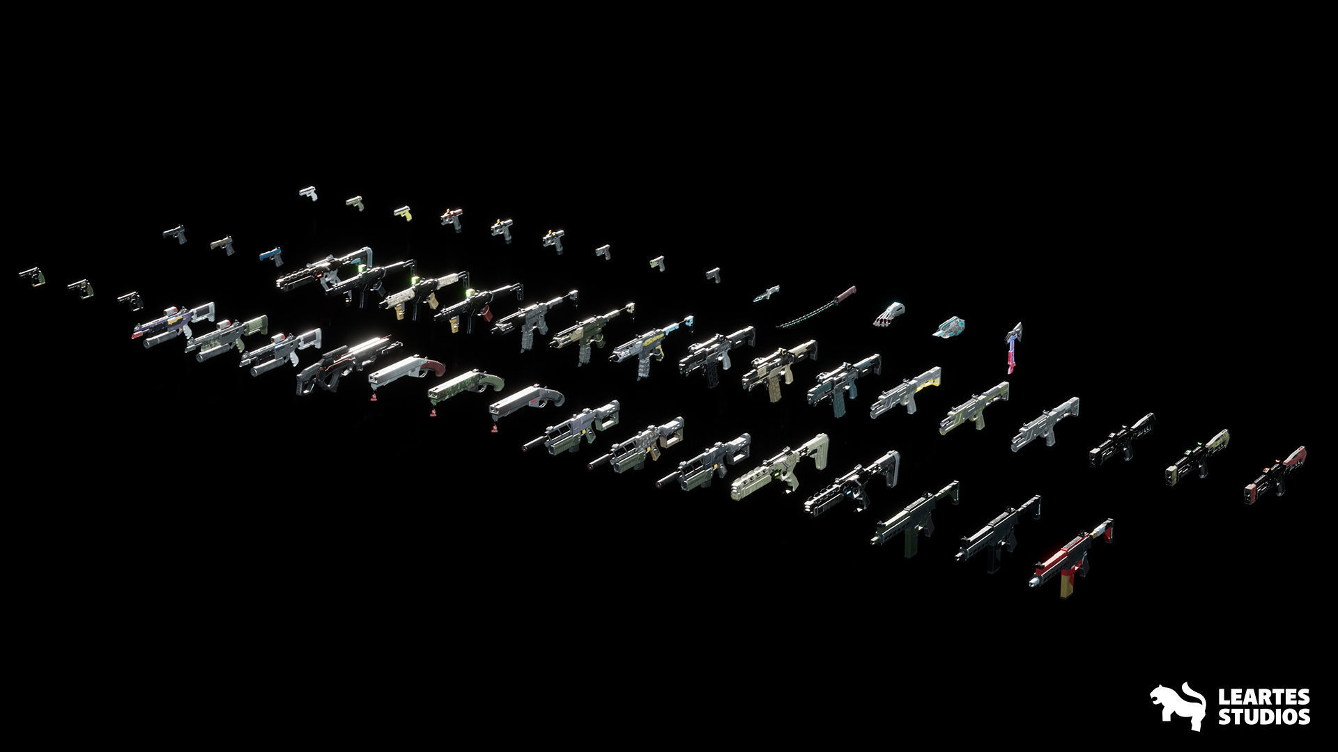 Cyberpunk Weapons Low-poly 3D model_4