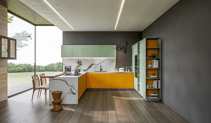 Kitchen fully parametric Resizable manufacturable 0029 3D model