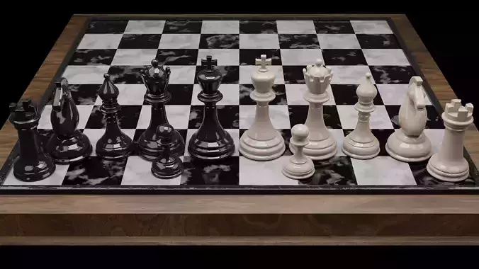 Chess set with board