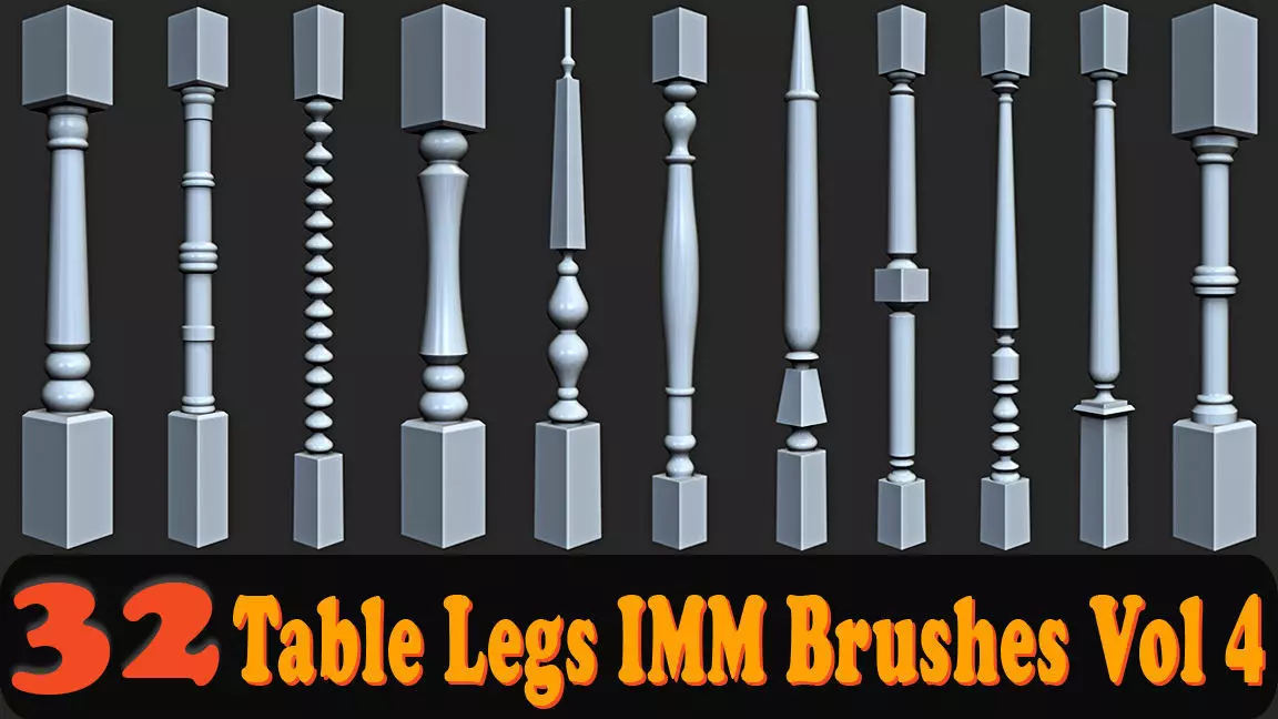 32 Table Legs IMM Brushes Vol 4 Low-poly 3D model_0