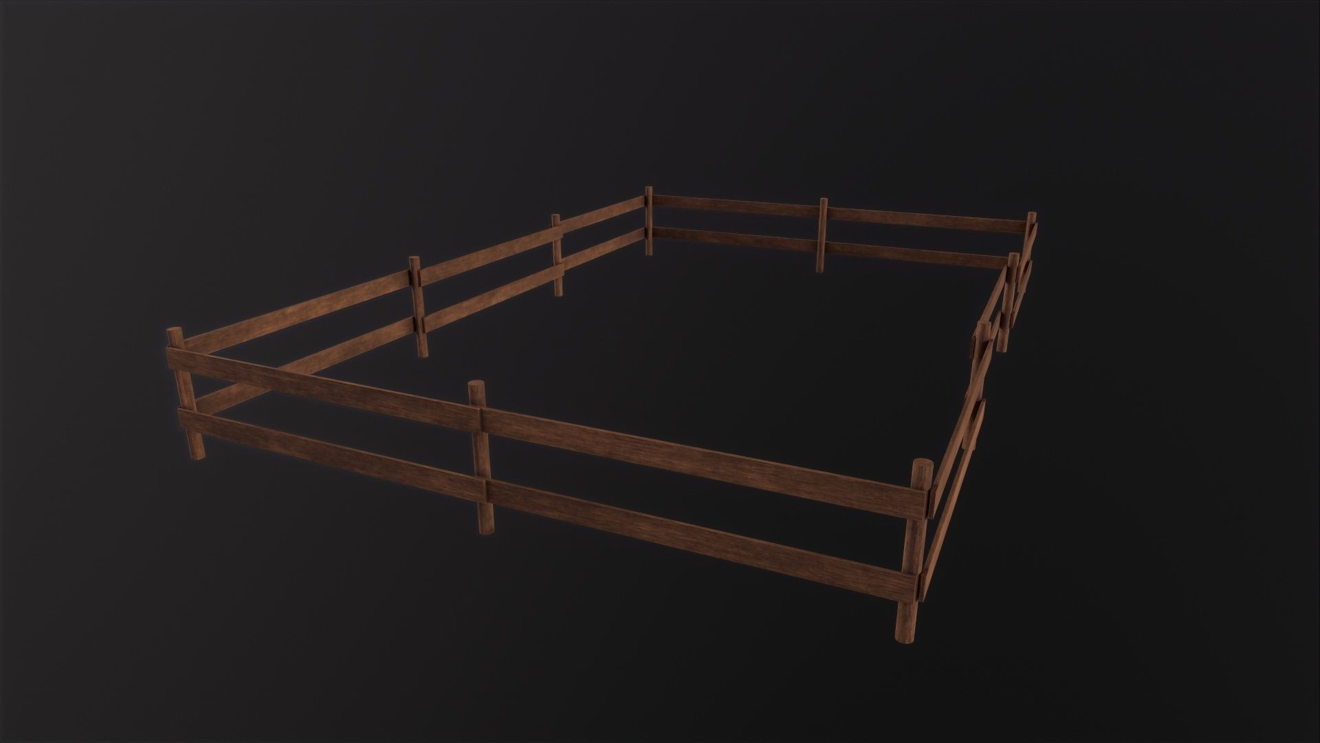 Wooden Fence 3D Model Low-poly 3D model_3