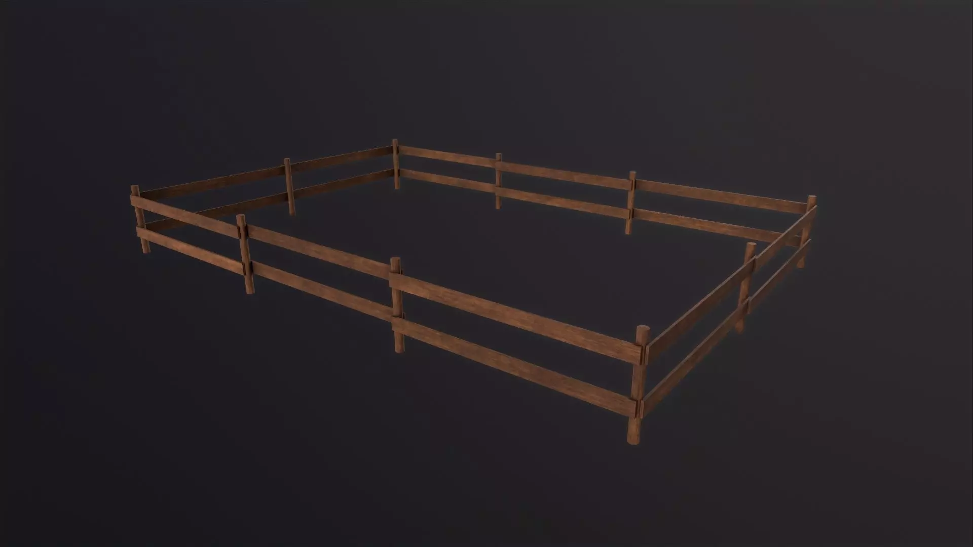 Wooden Fence 3D Model Low-poly 3D model_0