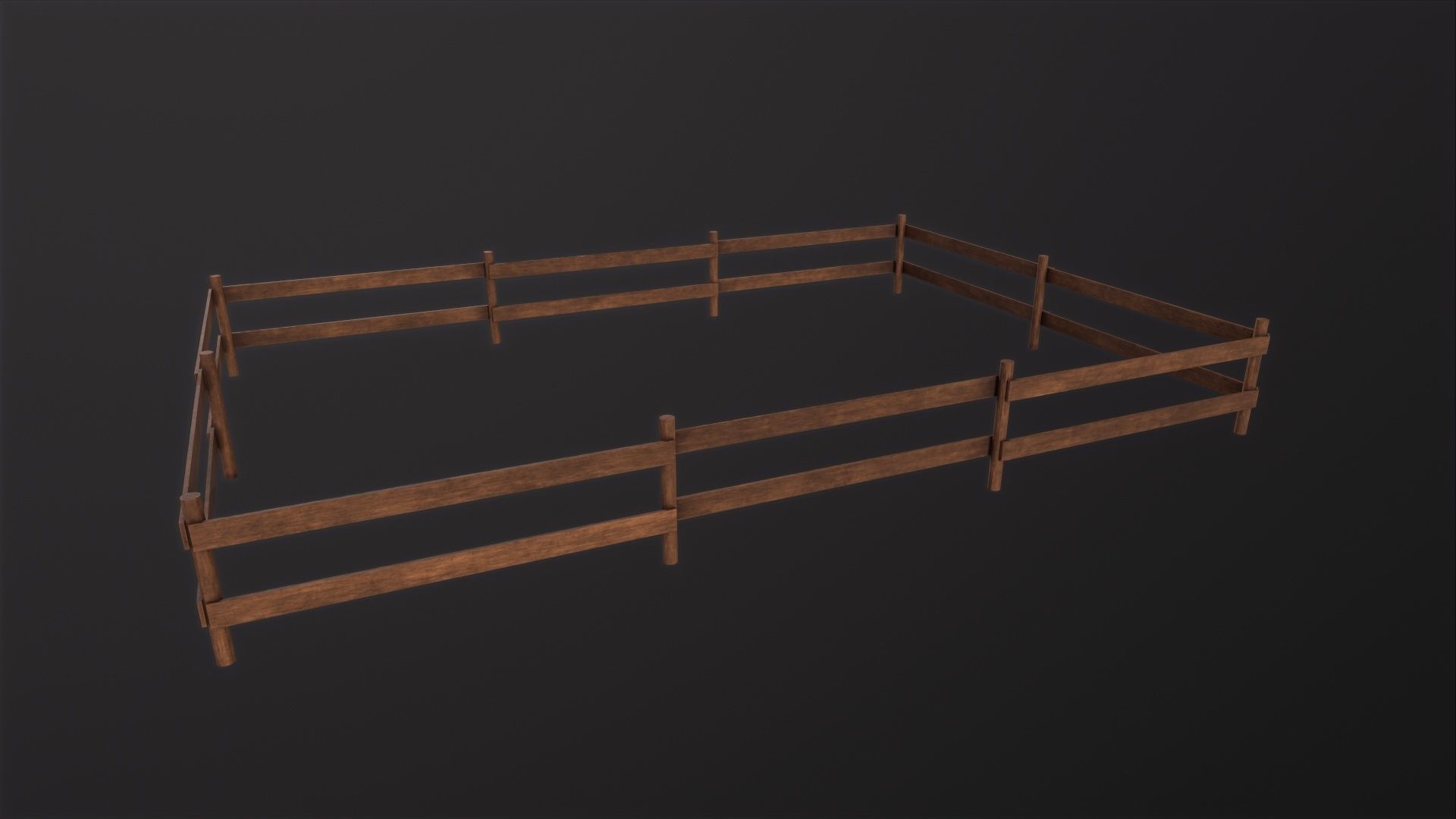 Wooden Fence 3D Model Low-poly 3D model_2