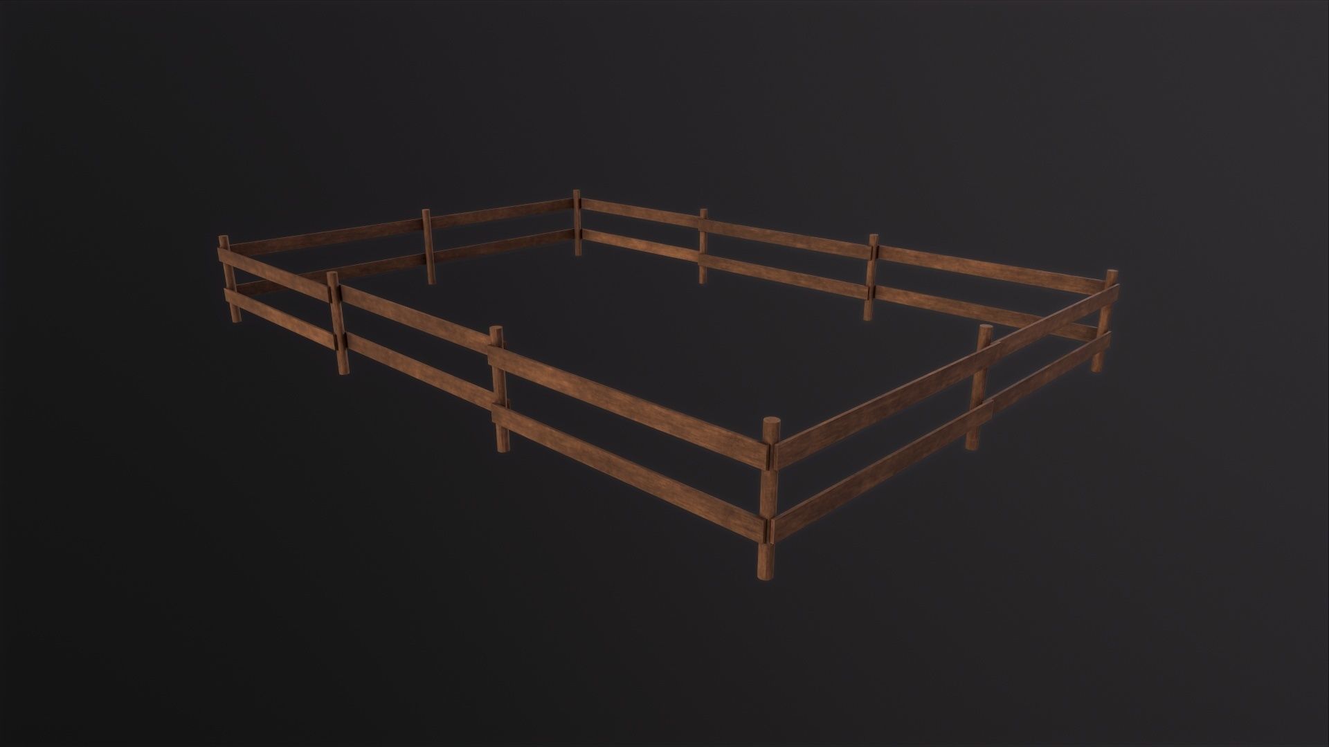 Wooden Fence 3D Model Low-poly 3D model_4