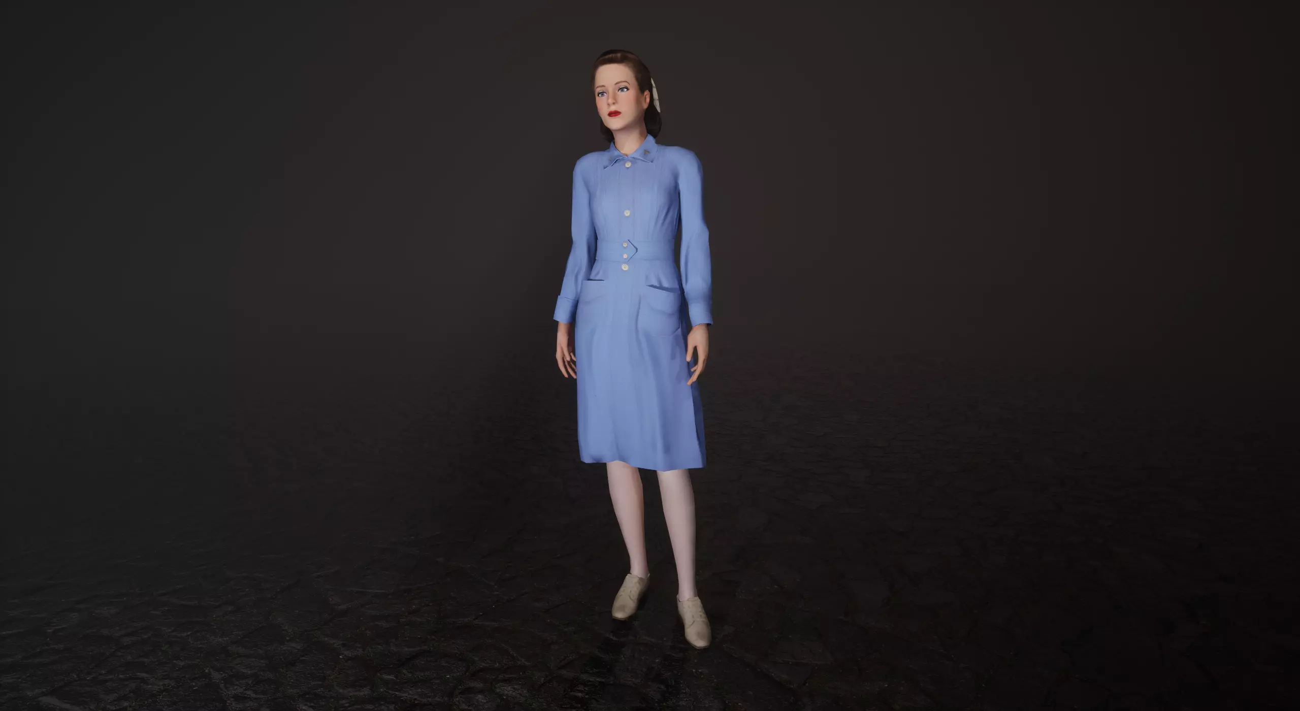 American World War 2 Nurse Low-poly 3D model