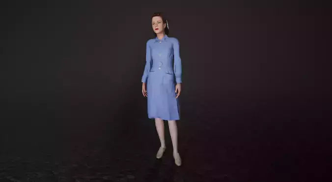 American World War 2 Nurse Low-poly 3D model