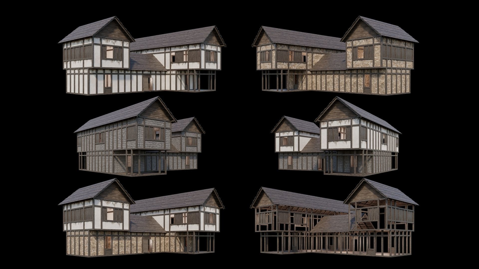 Medieval Village Collection 04 - 4K Textures Game Ready Low-poly 3D model_1