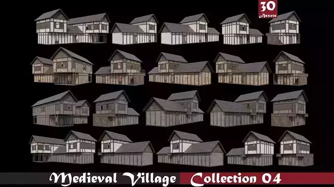 Medieval Village Collection 04 - 4K Textures Game Ready Low-poly 3D model