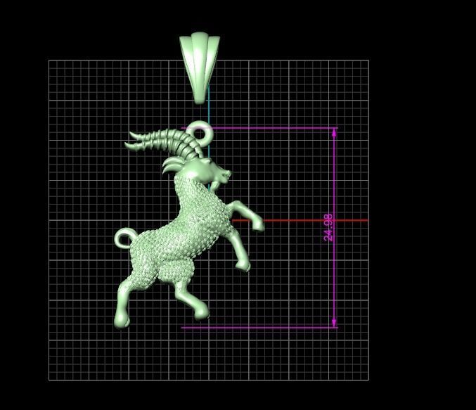 Goat silver pendant 3D print model 3D print model_8