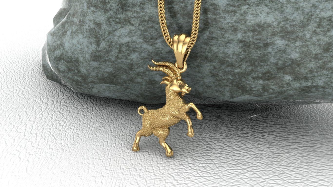Goat silver pendant 3D print model 3D print model_1