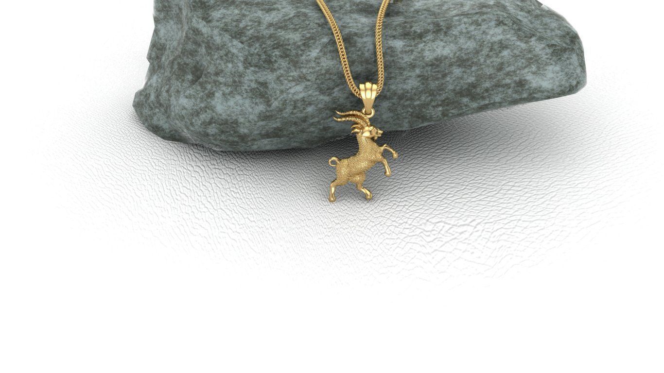 Goat silver pendant 3D print model 3D print model_5