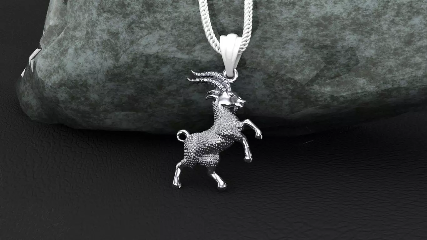 Goat silver pendant 3D print model 3D print model_0