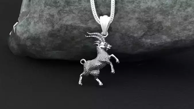 Goat silver pendant 3D print model 3D print model