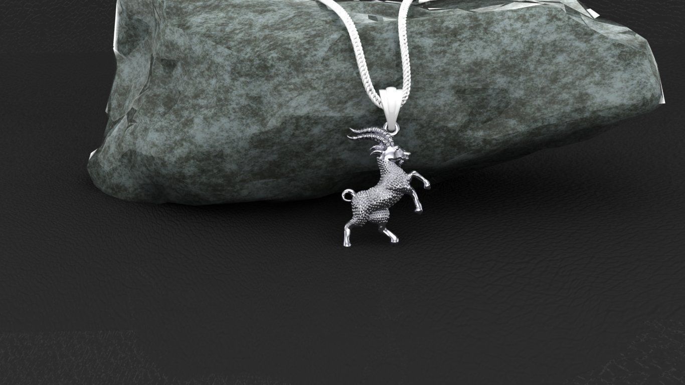 Goat silver pendant 3D print model 3D print model_2